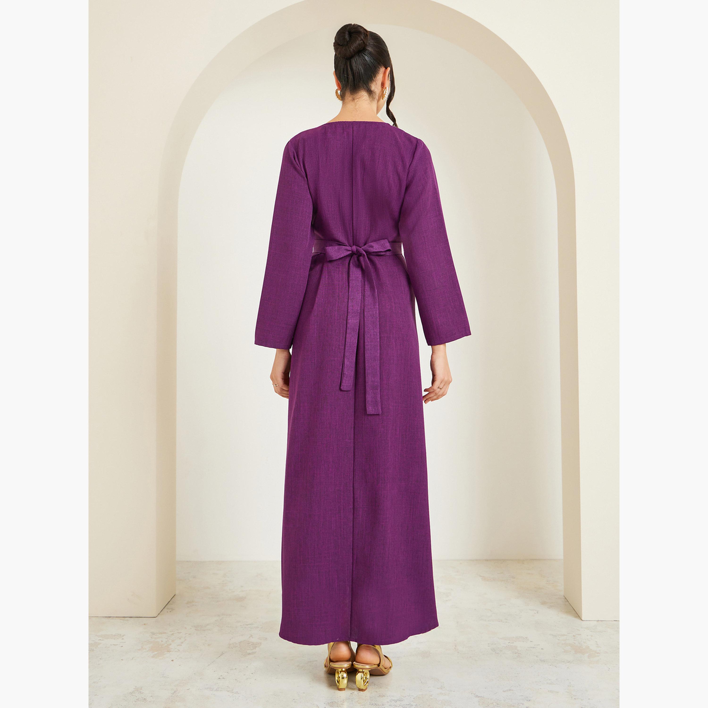 جلابية مع حزام وتفاصيل مزينة-women-arabicclothing-jalabiyas-image-5