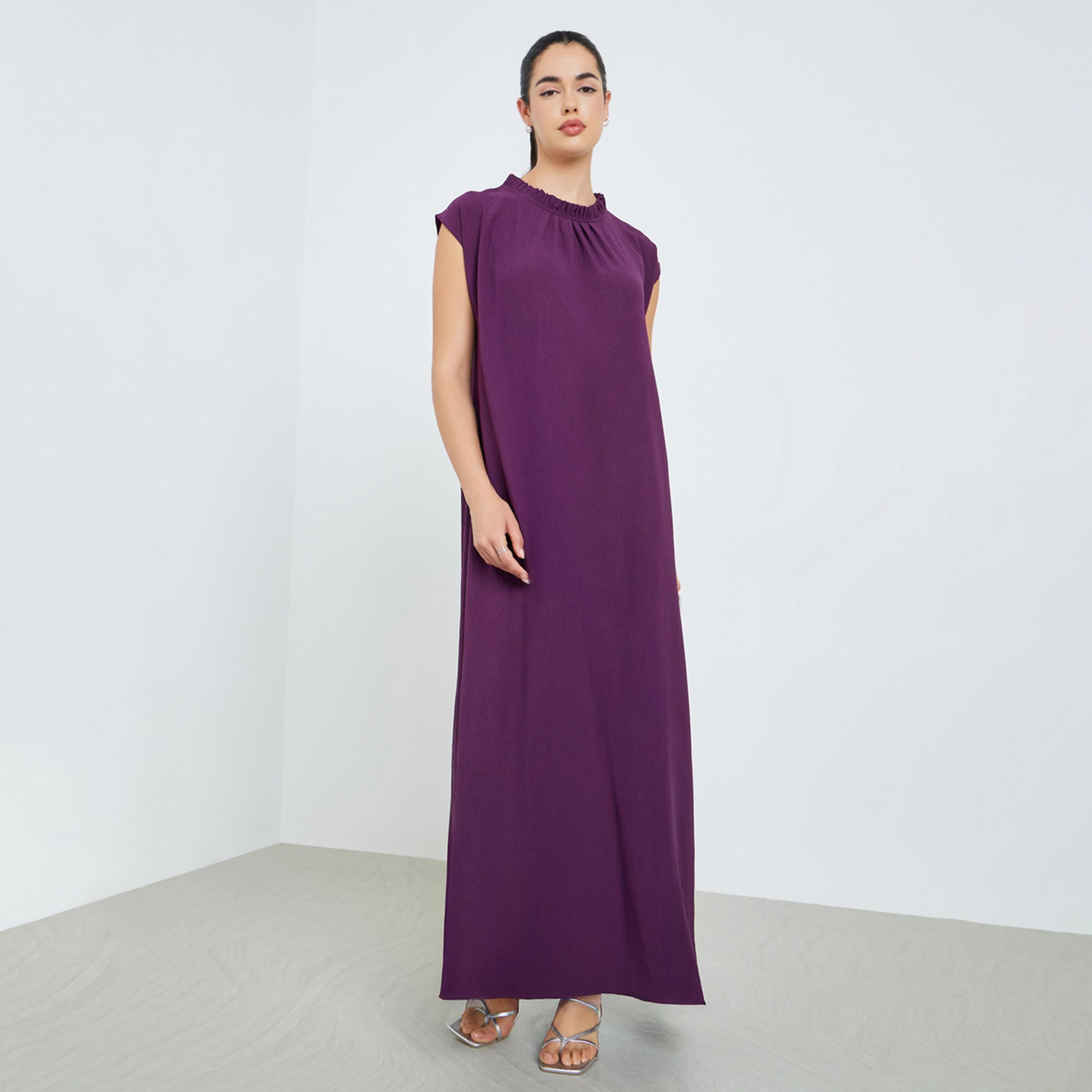Styli Women Purple Sleeveless A-Line Jalabiya-women-arabicclothing-jalabiyas-image-1