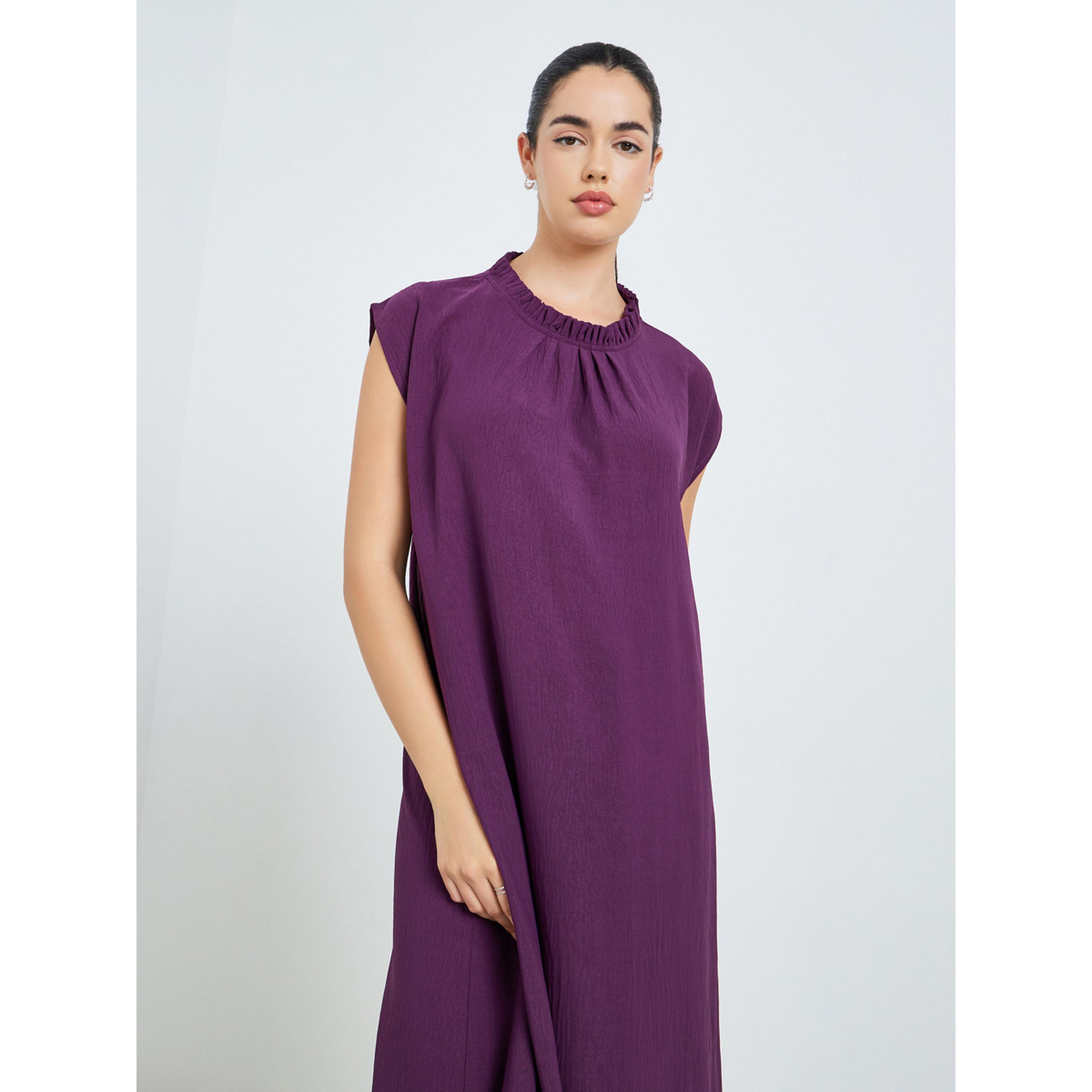 Styli Women Purple Sleeveless A-Line Jalabiya-women-arabicclothing-jalabiyas-image-2