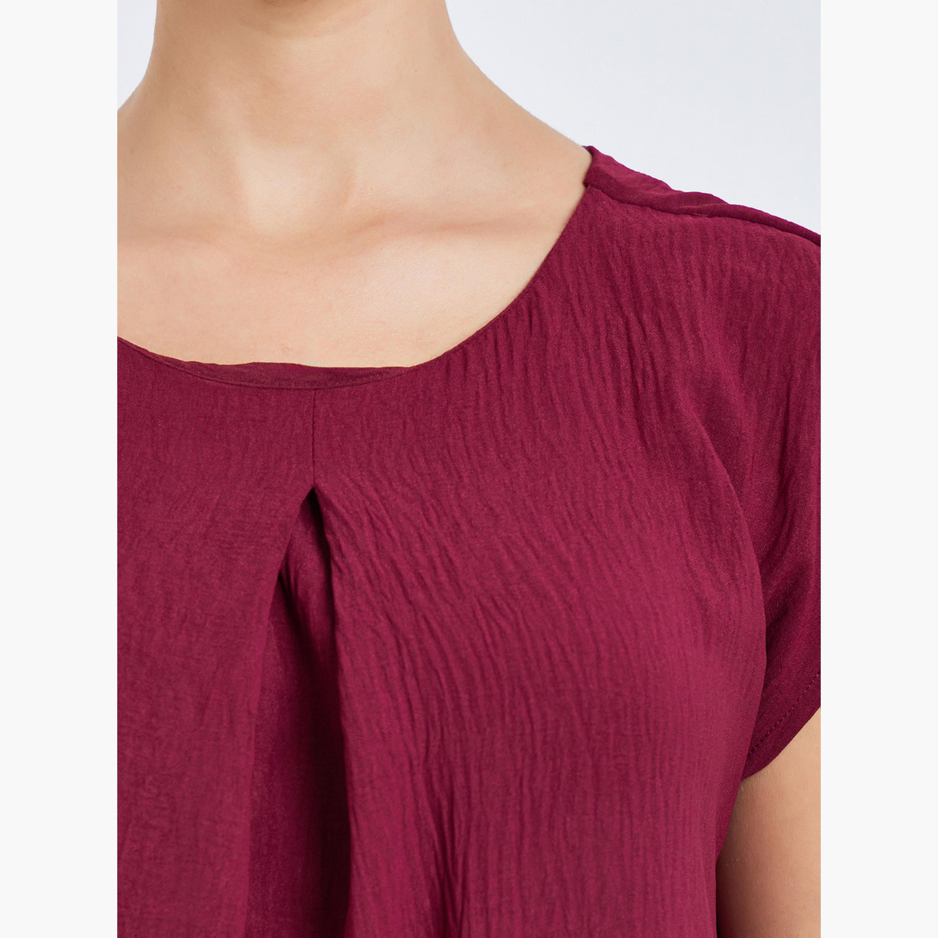 جلابية بطيات وأكمام قصيرة-women-arabicclothing-jalabiyas-image-4
