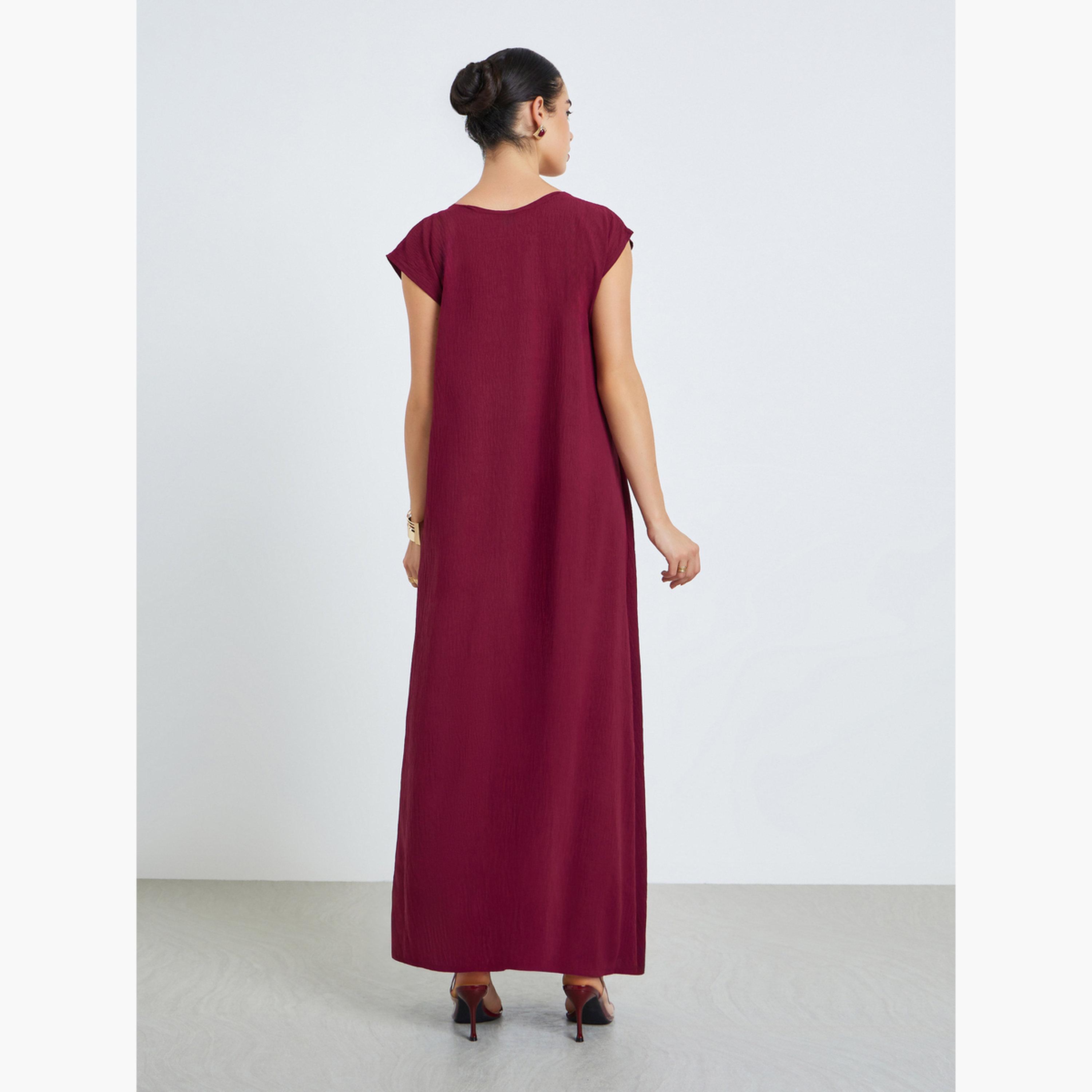 جلابية بطيات وأكمام قصيرة-women-arabicclothing-jalabiyas-image-5