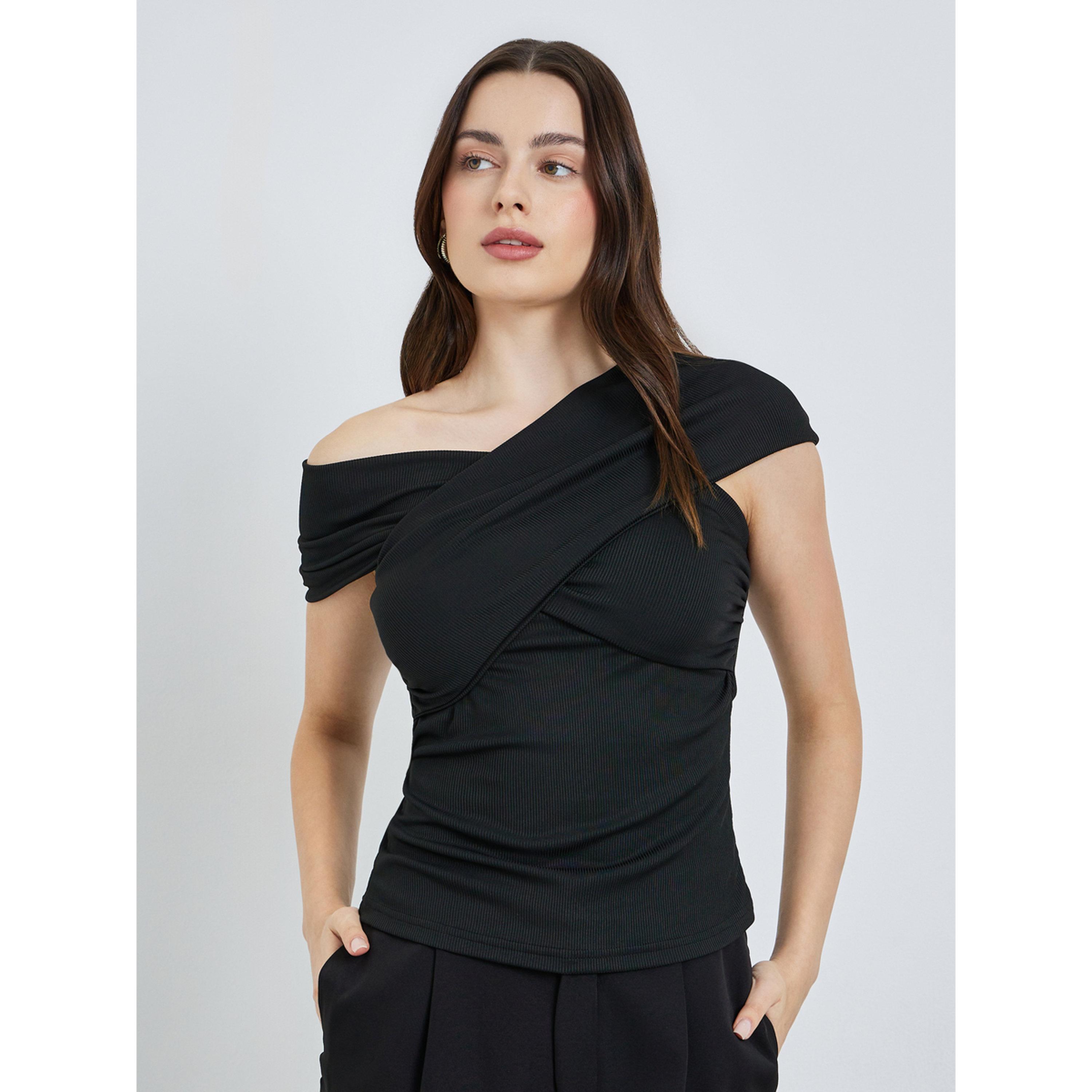 بلوزة محبوك ضيق بكتف واحد-women-clothing-shirtsandblouses-blouses-image-1