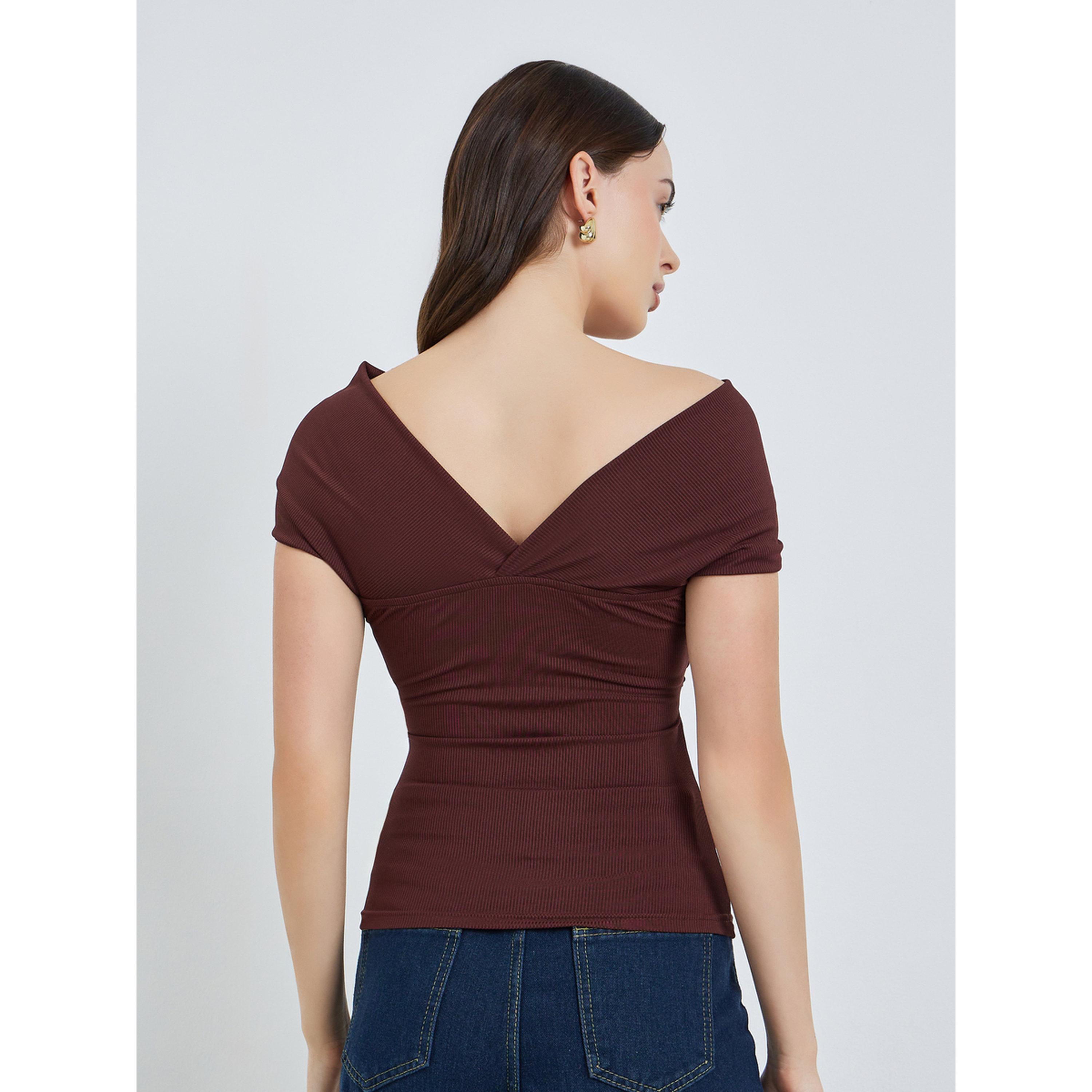 Styli Women Burgundy One-Shoulder Fitted Knit Top-women-clothing-shirtsandblouses-blouses-image-4