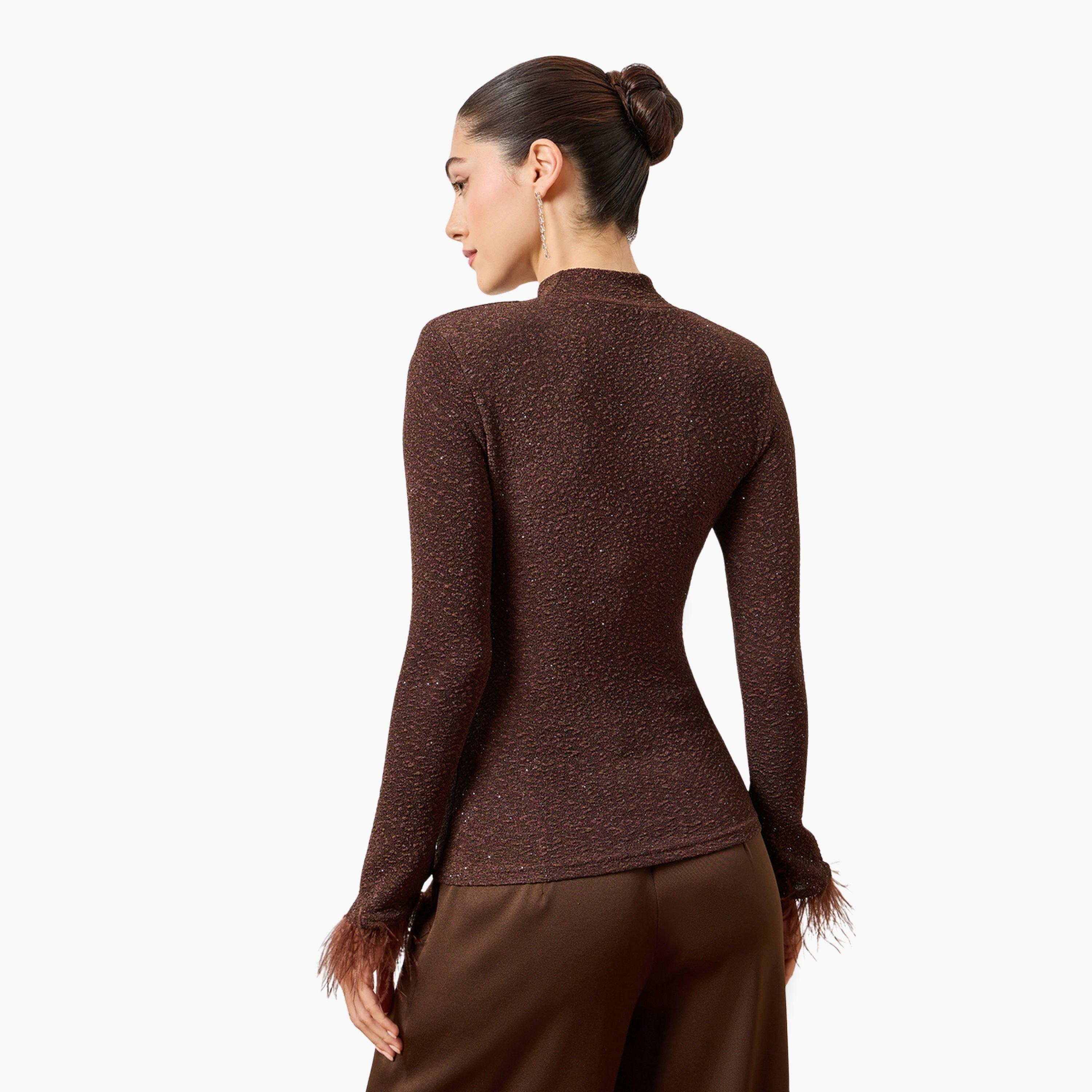 بلوزة محبوك بأساور ريش-women-clothing-tshirts-image-5