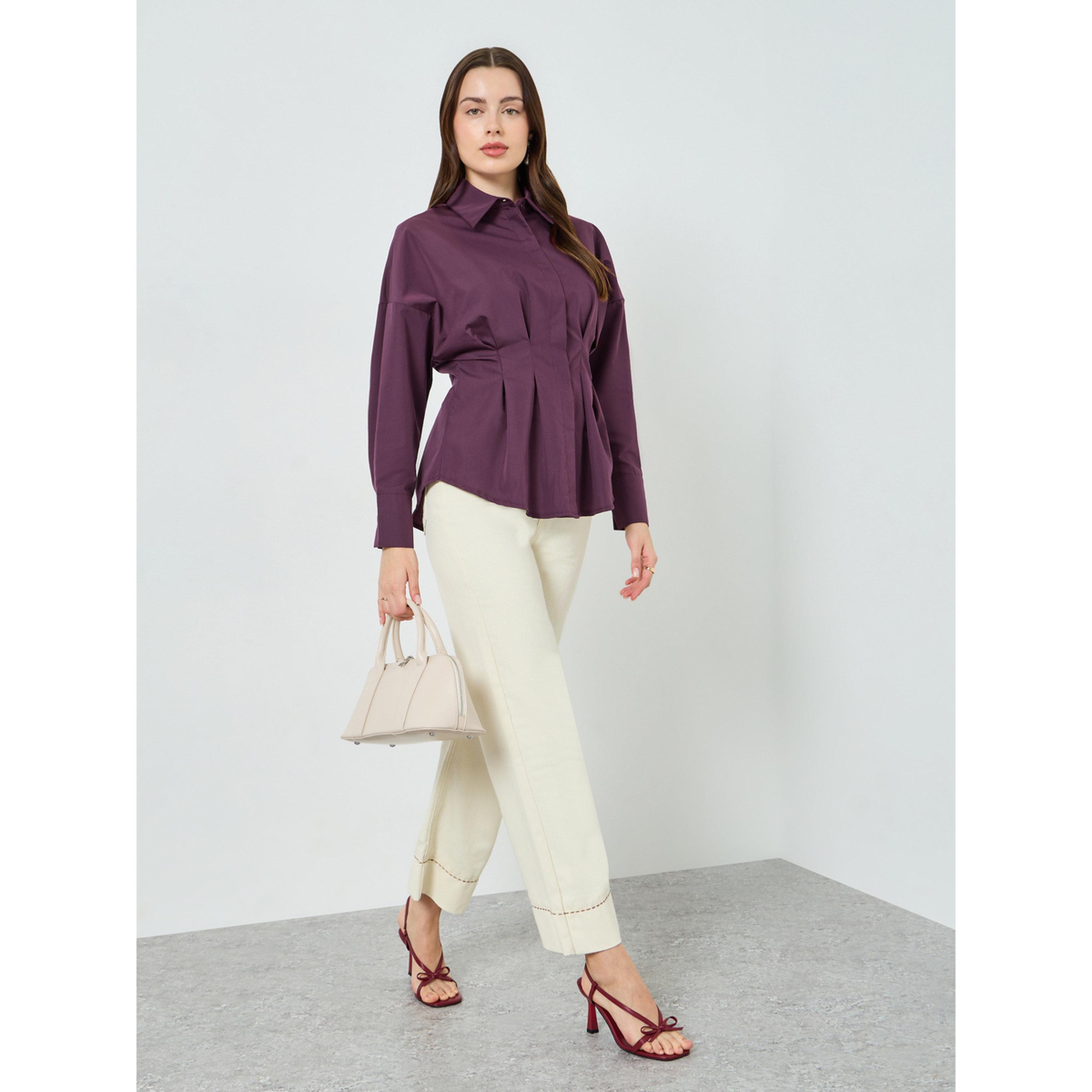 بلوزة مزينة بكسرات وأكمام طويلة-women-clothing-shirtsandblouses-shirts-image-2