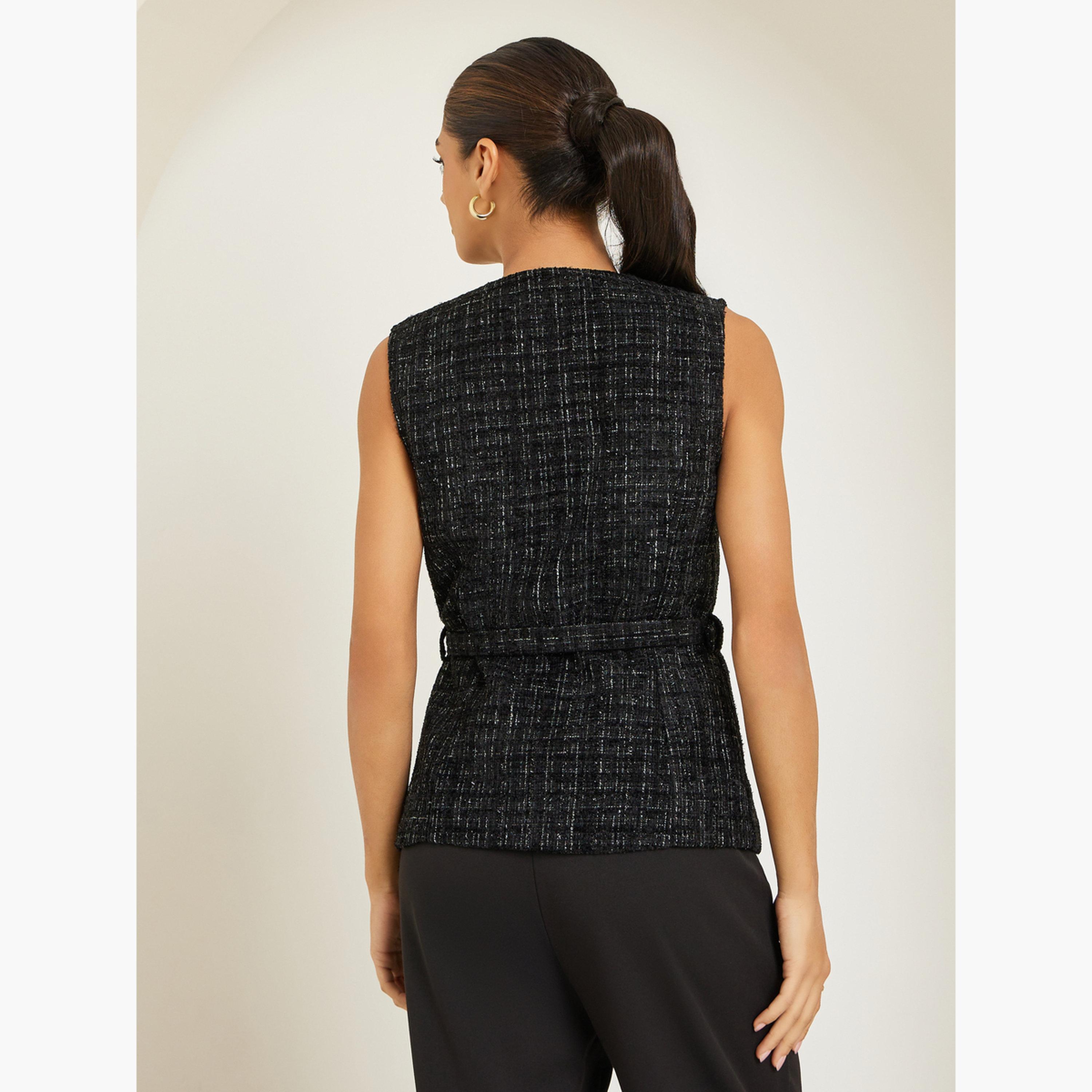 Styli Women Tweed Button Down Waistcoat-women-clothing-shirtsandblouses-blouses-image-4