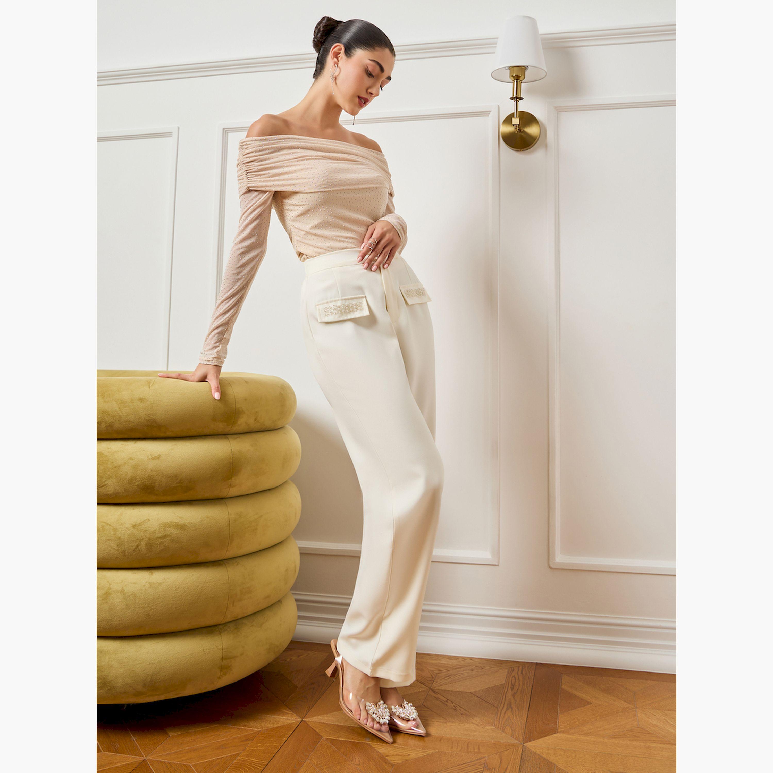 Styli Women Off-White Off Shoulder Neck Sequin Top-women-clothing-shirtsandblouses-blouses-image-2