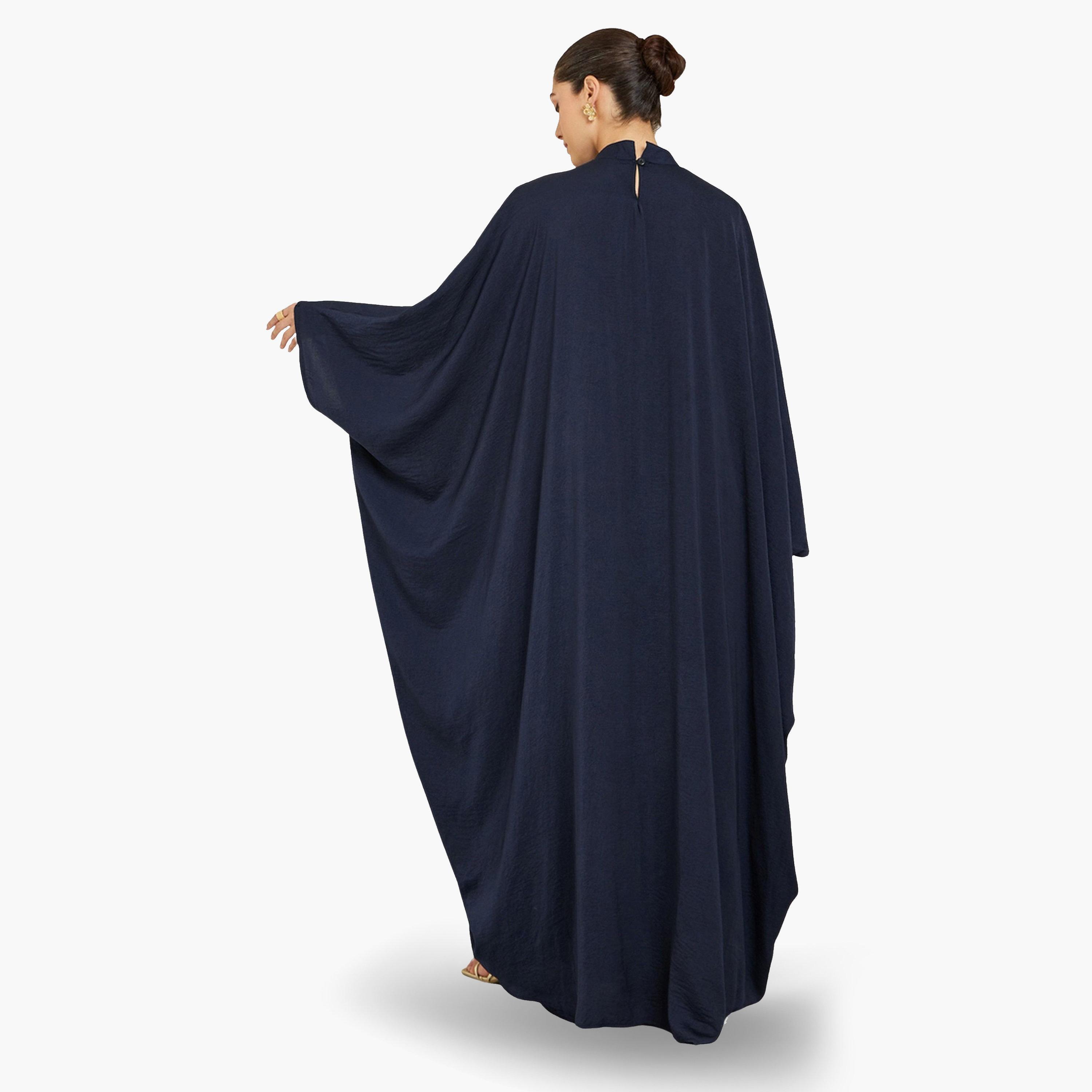 Styli Women Navy Blue Embroidered Abaya with Jalabiya Set-women-arabicclothing-jalabiyas-image-5