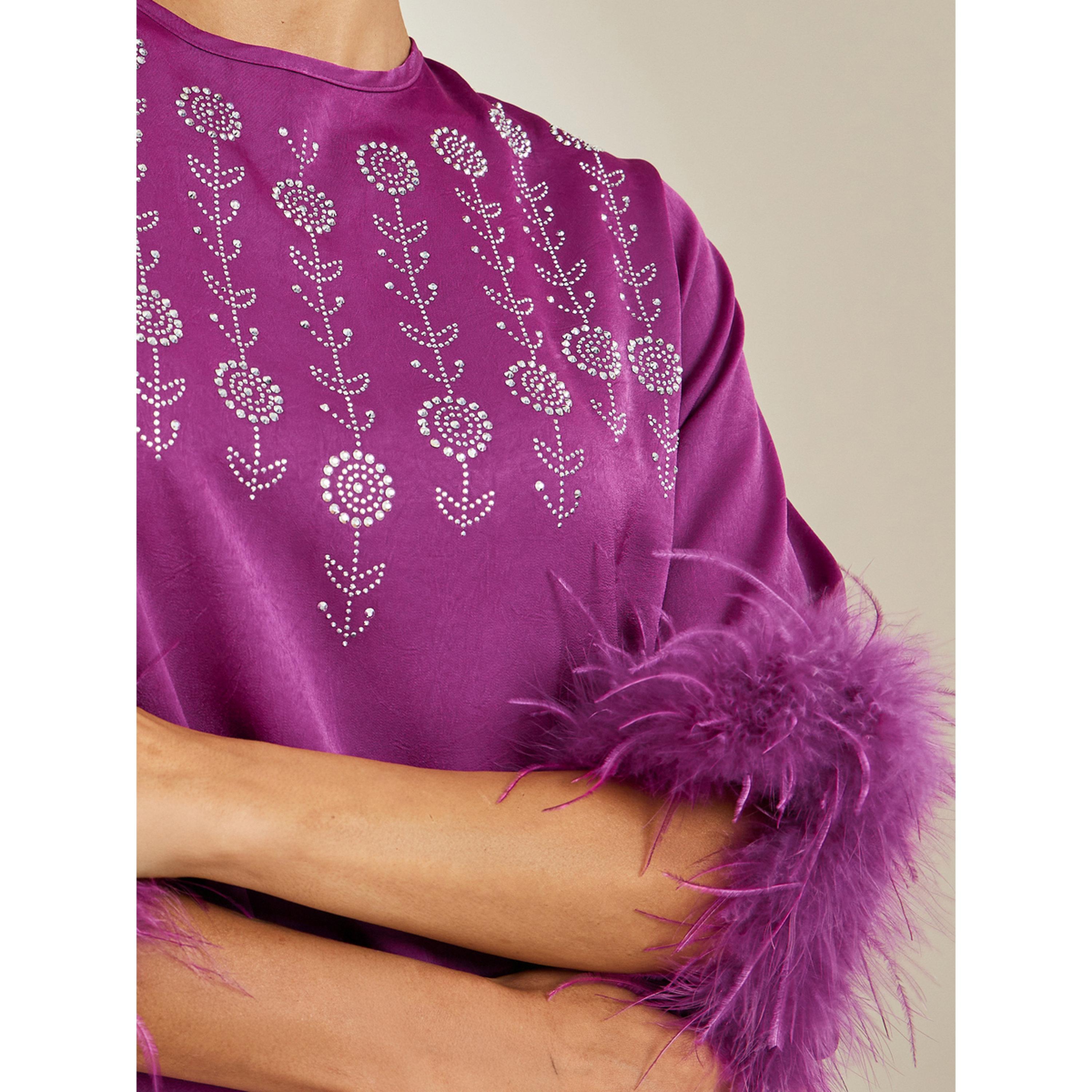جلابية مزينة بحافة ريش صناعي-women-arabicclothing-jalabiyas-image-4