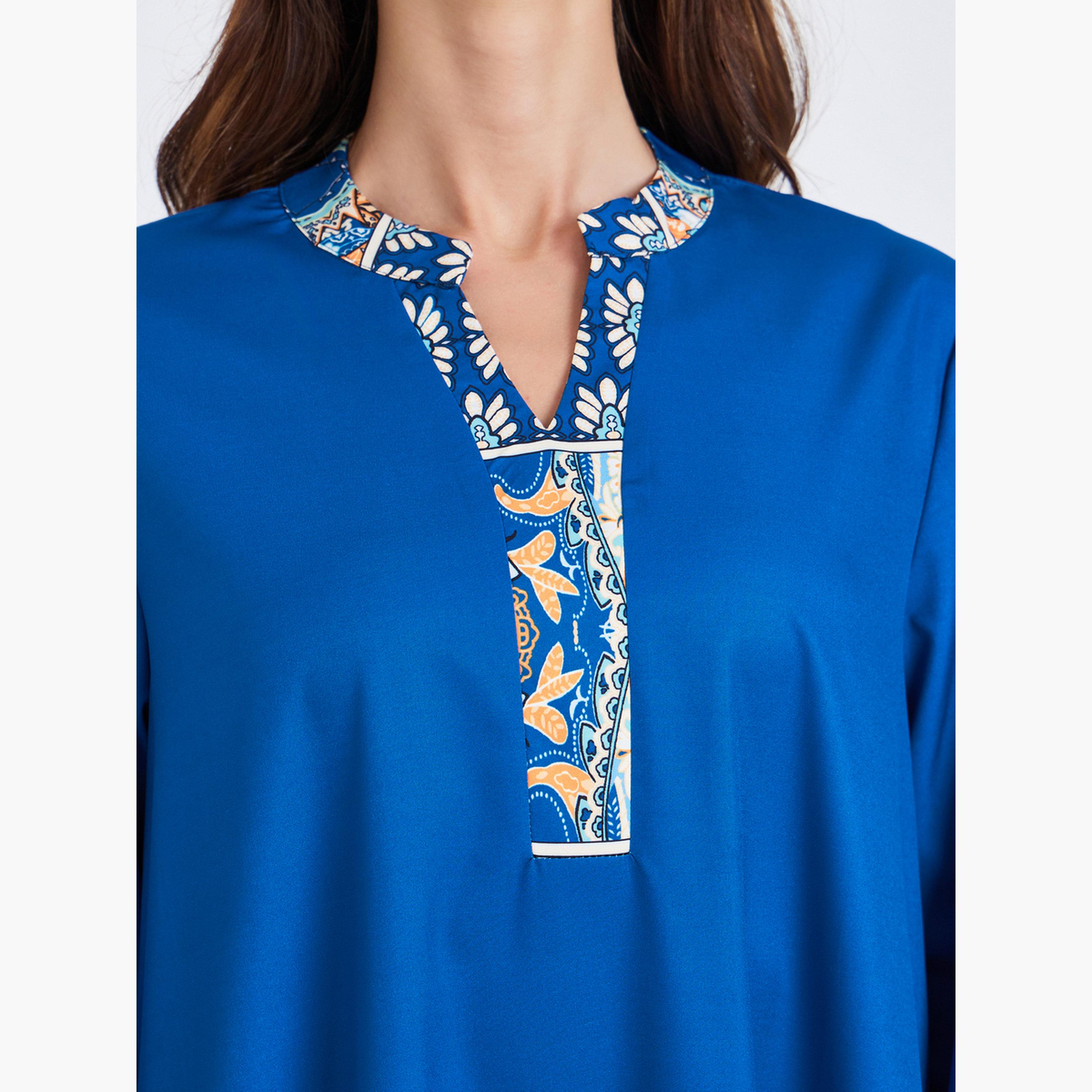 Take Two Women Printed Long Sleeve Maxi Jalabiya-women-arabicclothing-jalabiyas-image-4