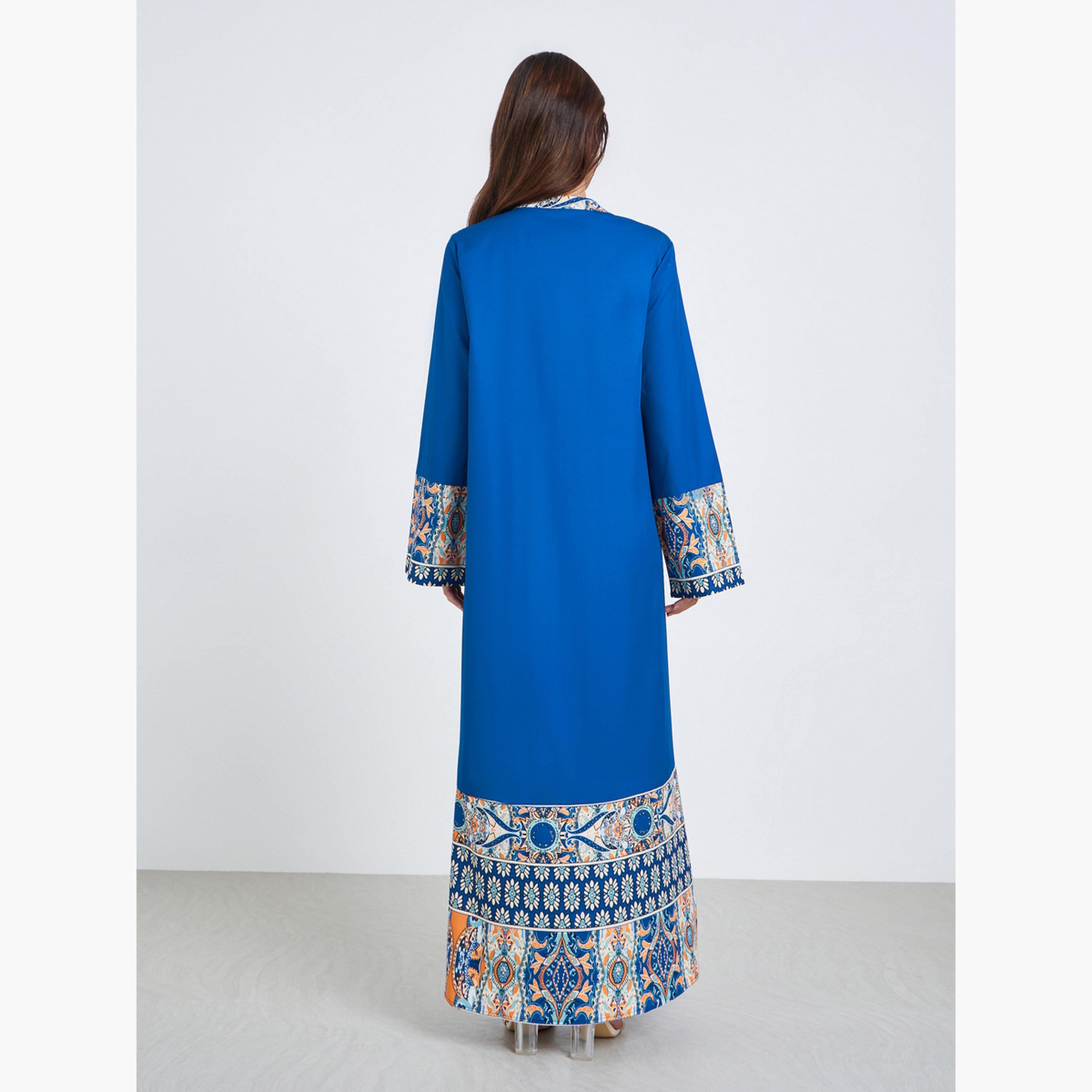 Take Two Women Printed Long Sleeve Maxi Jalabiya-women-arabicclothing-jalabiyas-image-5