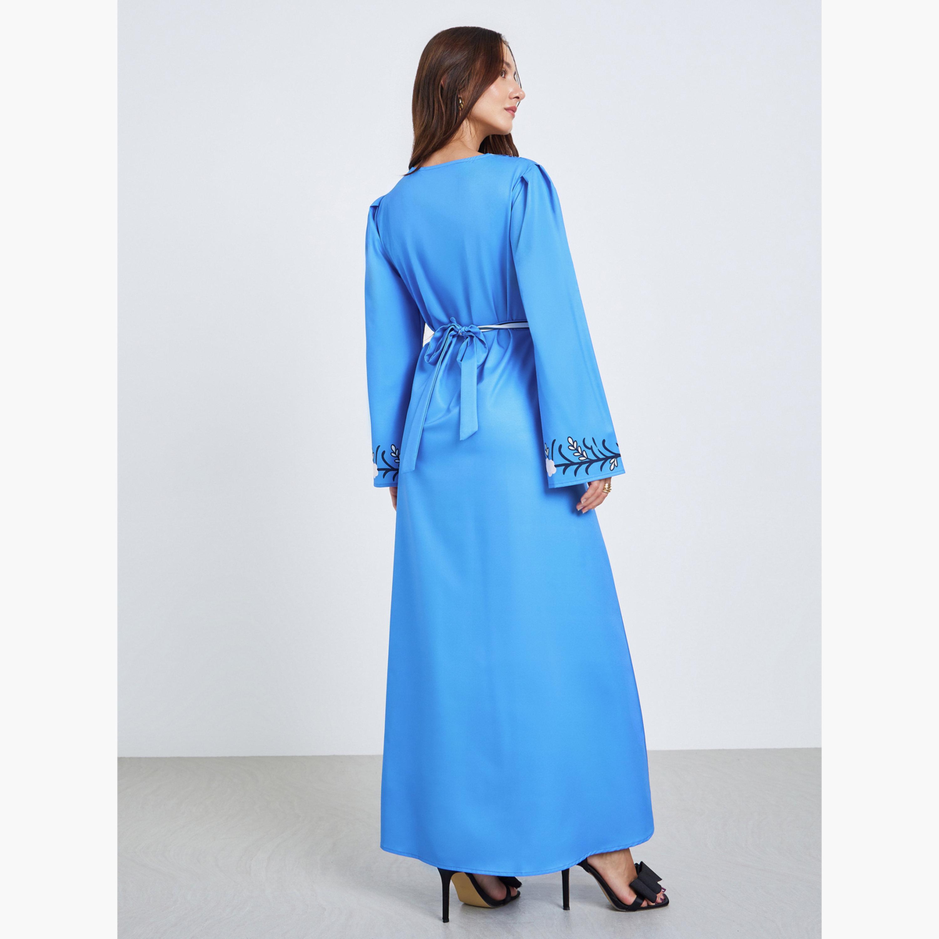 Take Two Women Blue Floral Print Belted Maxi Dress-women-clothing-dresses-image-4