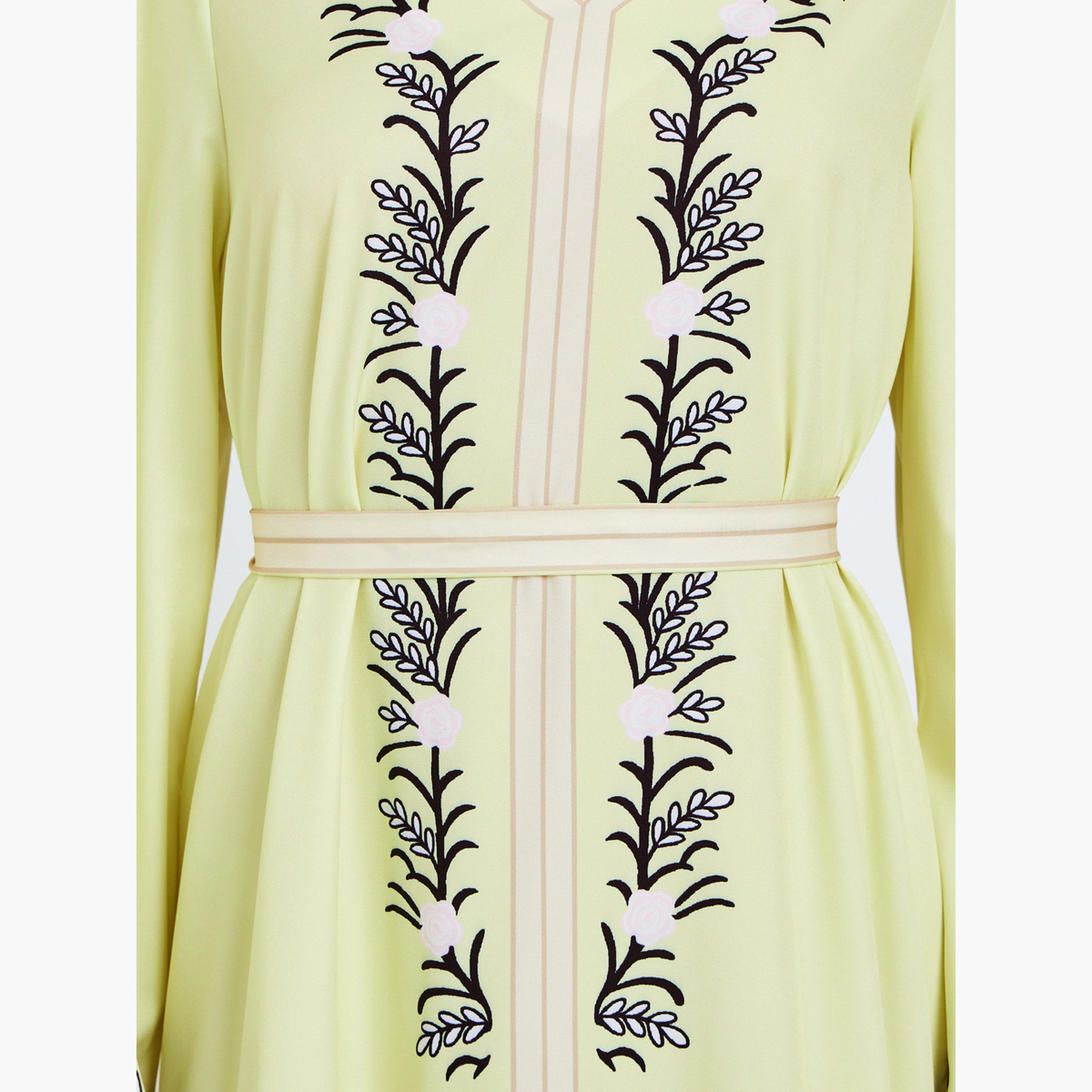 فستان طويل بحزام وطبعة زهور-women-clothing-dresses-image-5