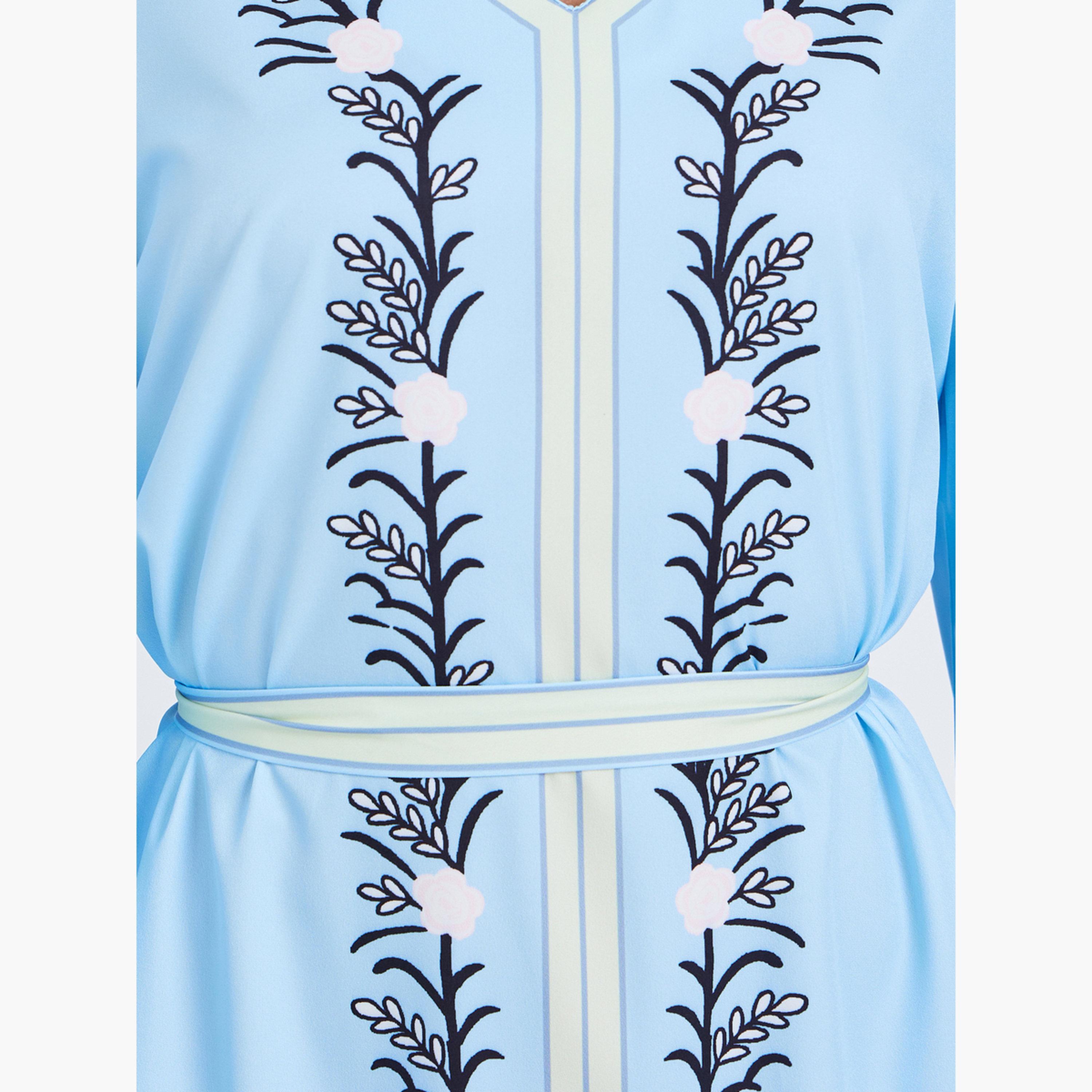 فستان طويل بحزام وطبعة زهور-women-clothing-dresses-image-5