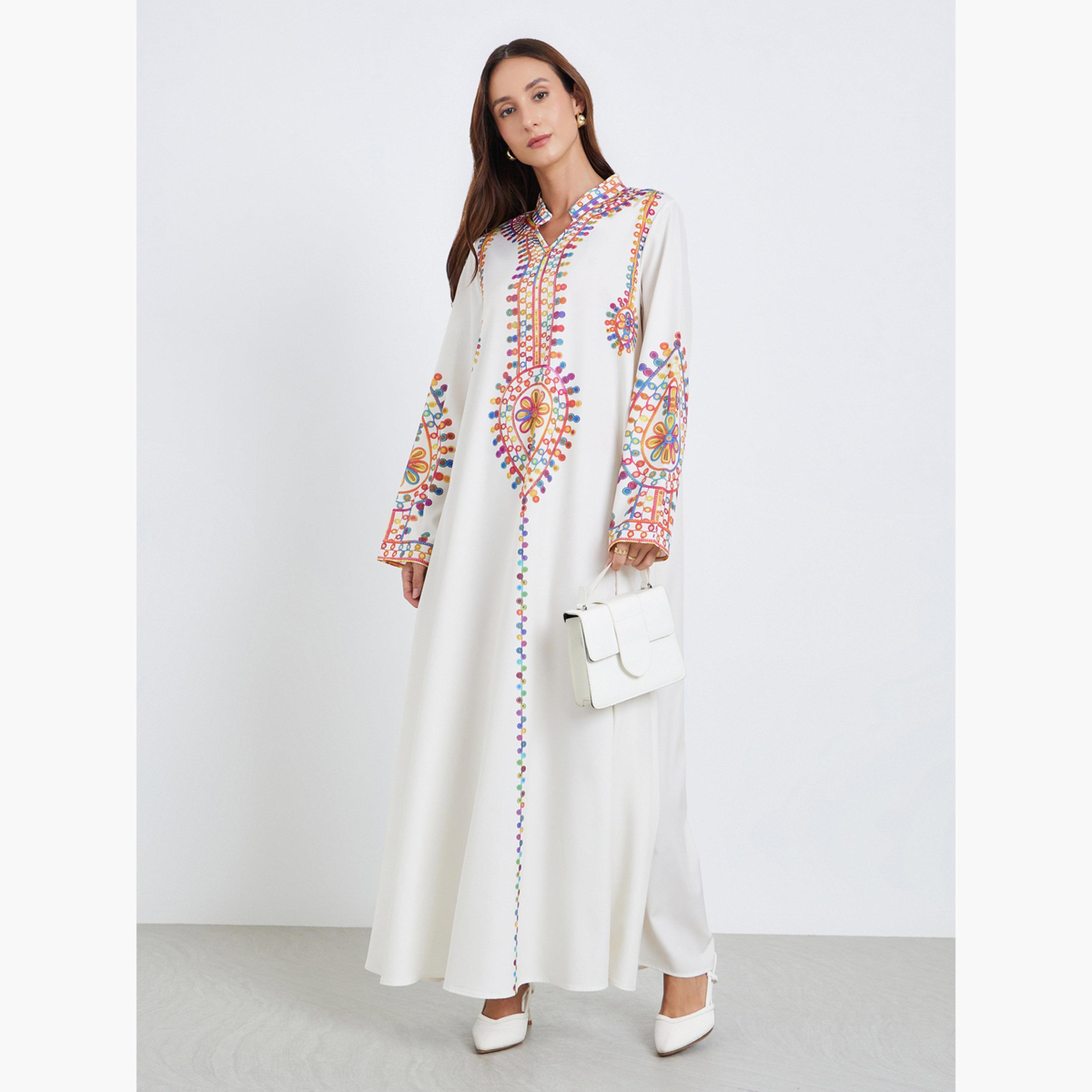 جلابية طويلة مطرزة بأكمام طويلة-women-arabicclothing-jalabiyas-image-1