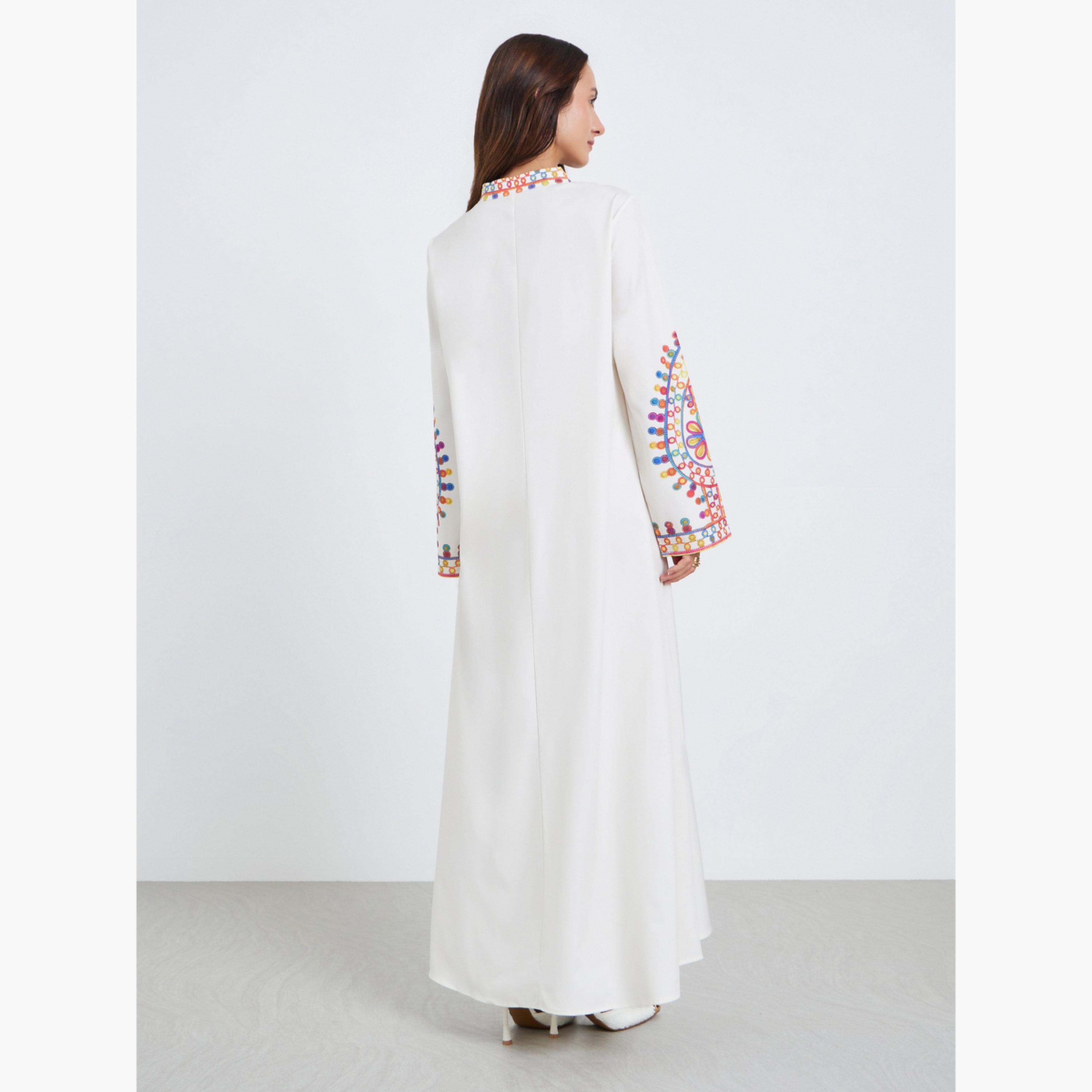 جلابية طويلة مطرزة بأكمام طويلة-women-arabicclothing-jalabiyas-image-5
