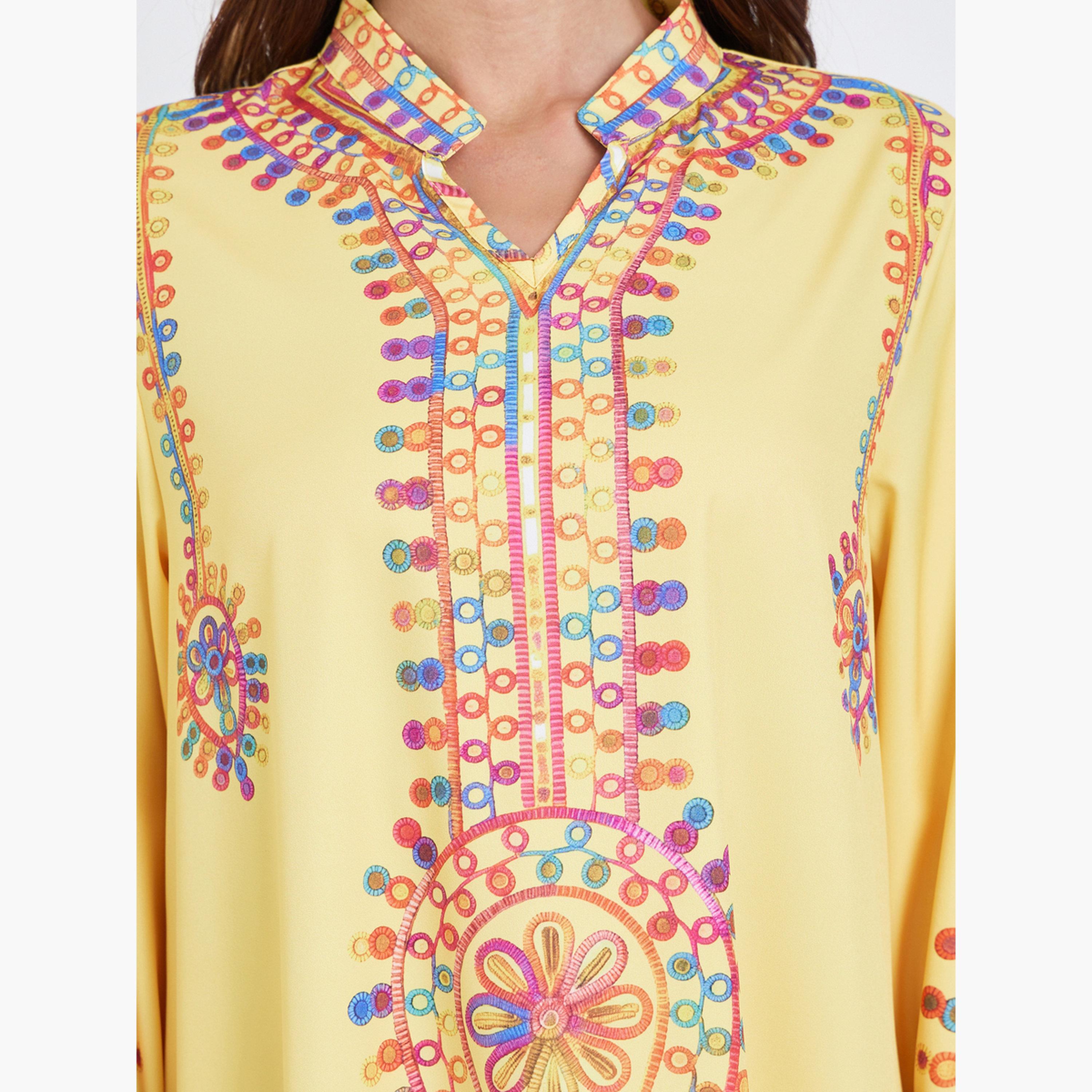 Take Two Women Yellow Embroidered Maxi Jalabiya-women-arabicclothing-jalabiyas-image-4