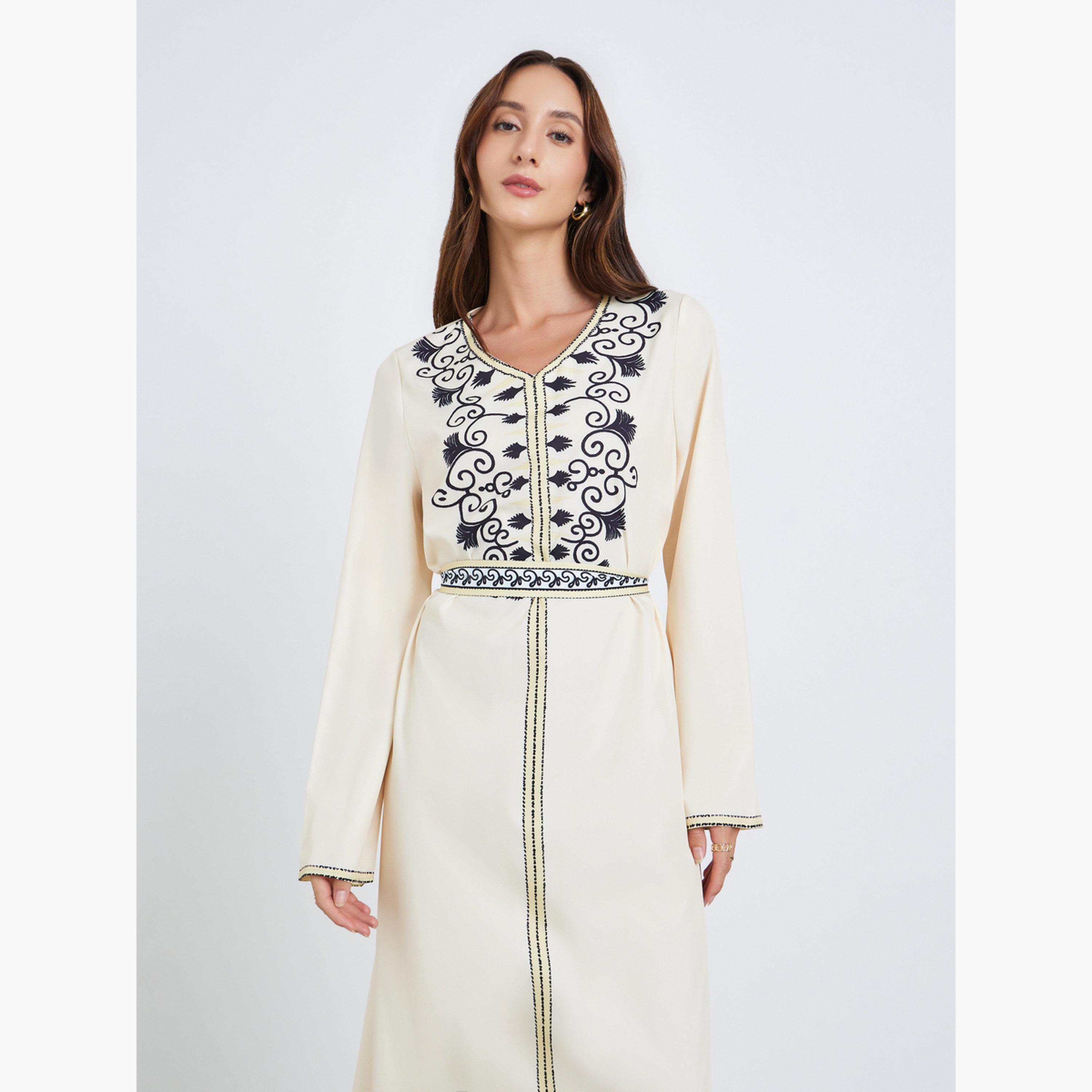 Take Two Women Beige Floral Embroidered Maxi Dress-women-clothing-dresses-image-2