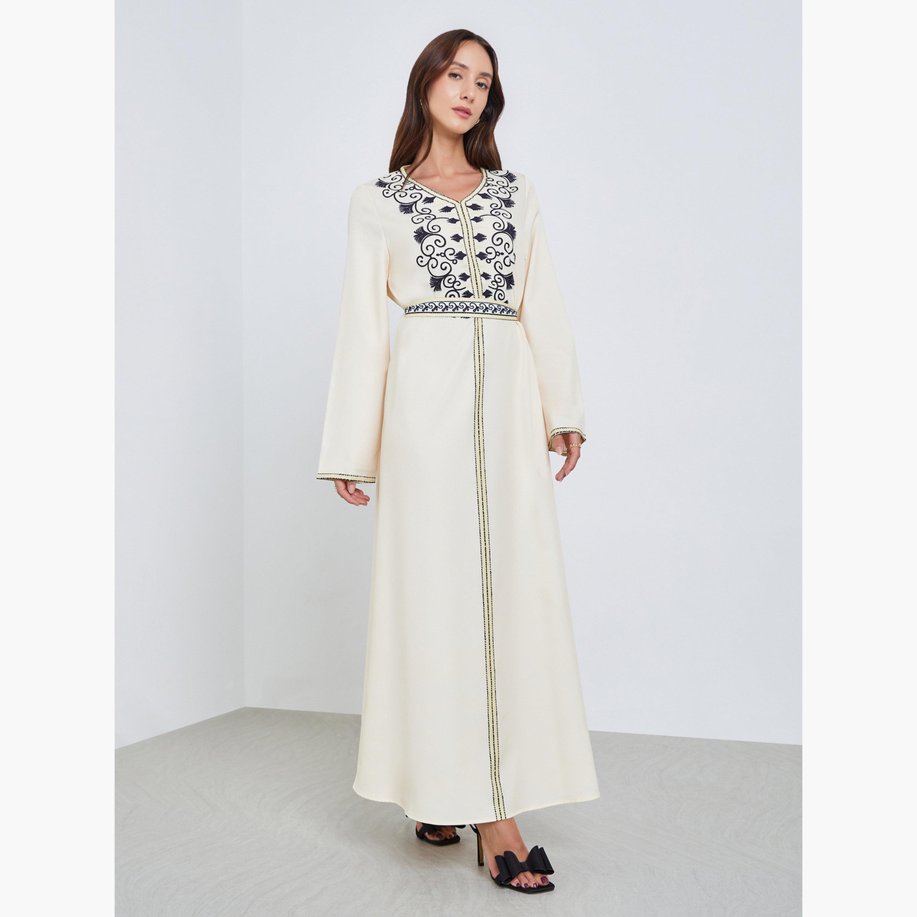 Take Two Women Beige Floral Embroidered Maxi Dress-women-clothing-dresses-image-3