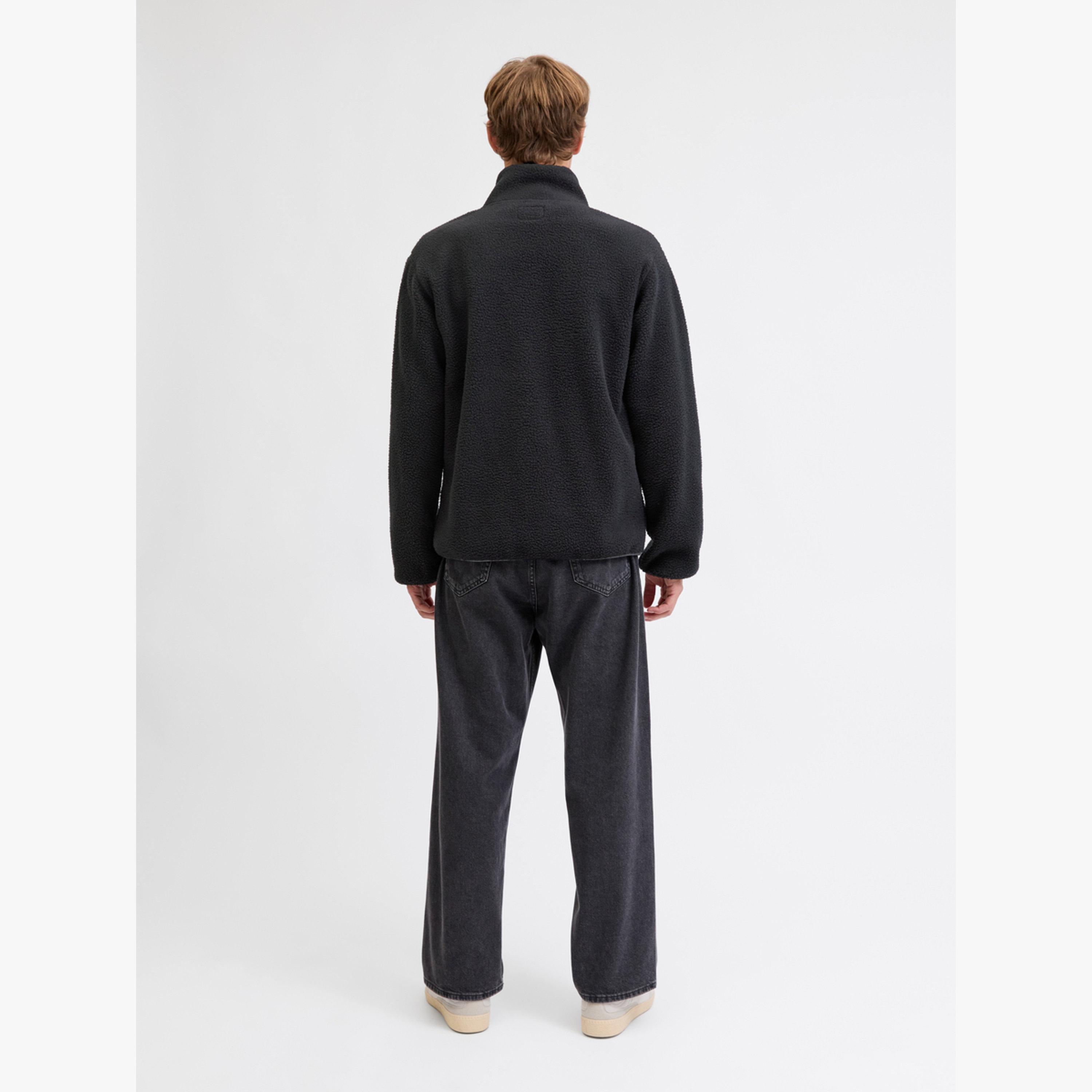 REBEL Black Teddy Fleece Jacket with Zip Pocket-men-clothing-jacketsandblazers-jackets-image-5