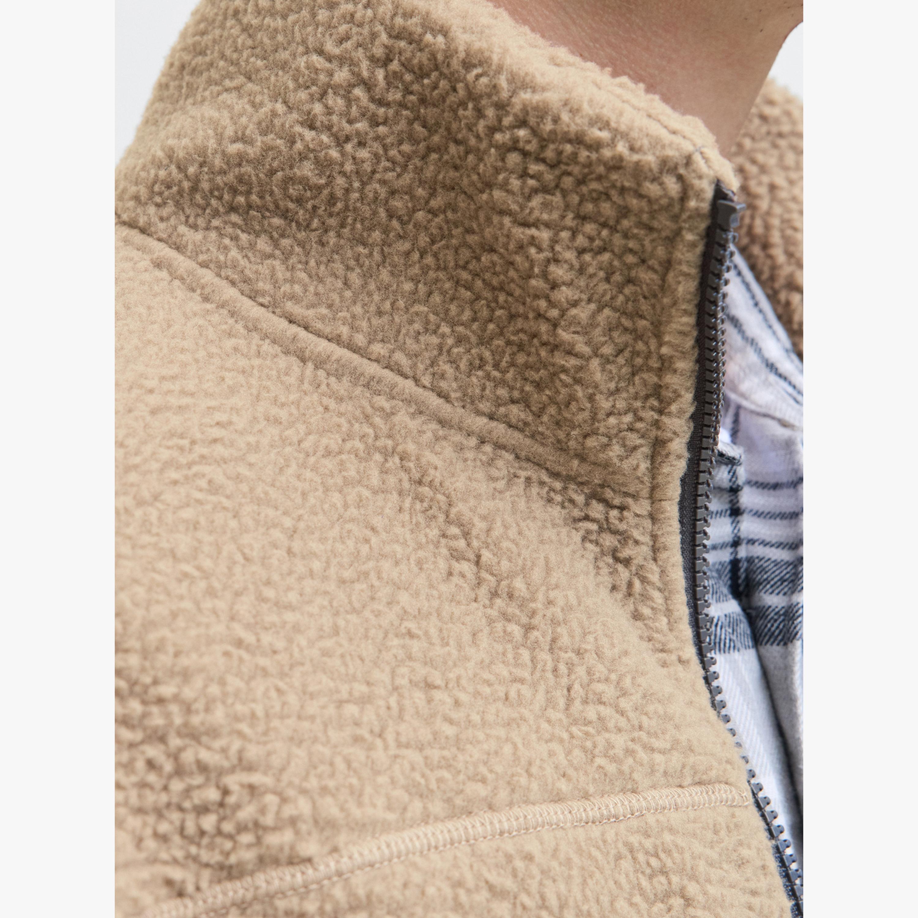 REBEL Brown Teddy Fleece Jacket with Zip Pocket-men-clothing-jacketsandblazers-jackets-image-5