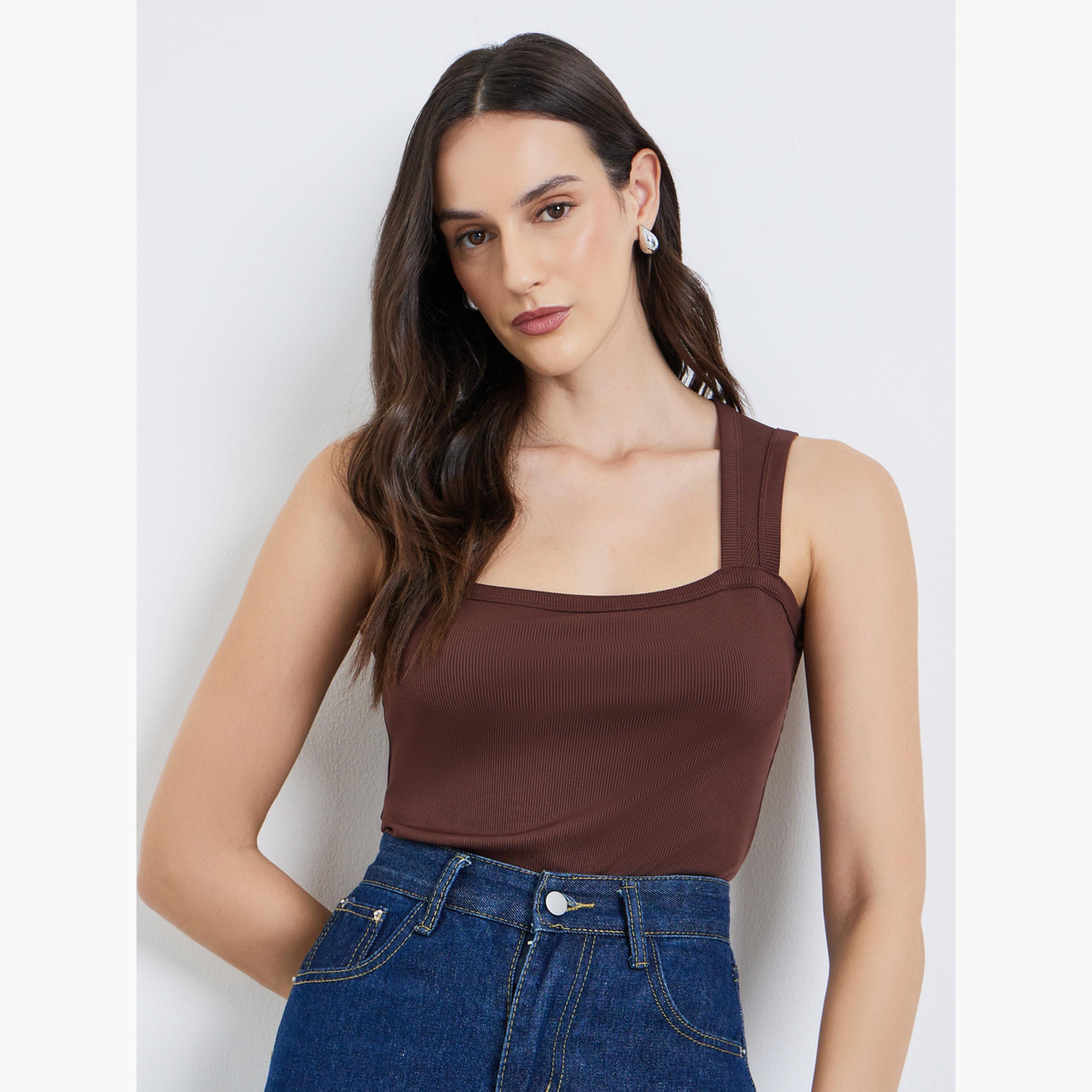 بودي سويت بياقة مربعة بلا أكمام-women-clothing-tshirts-image-1