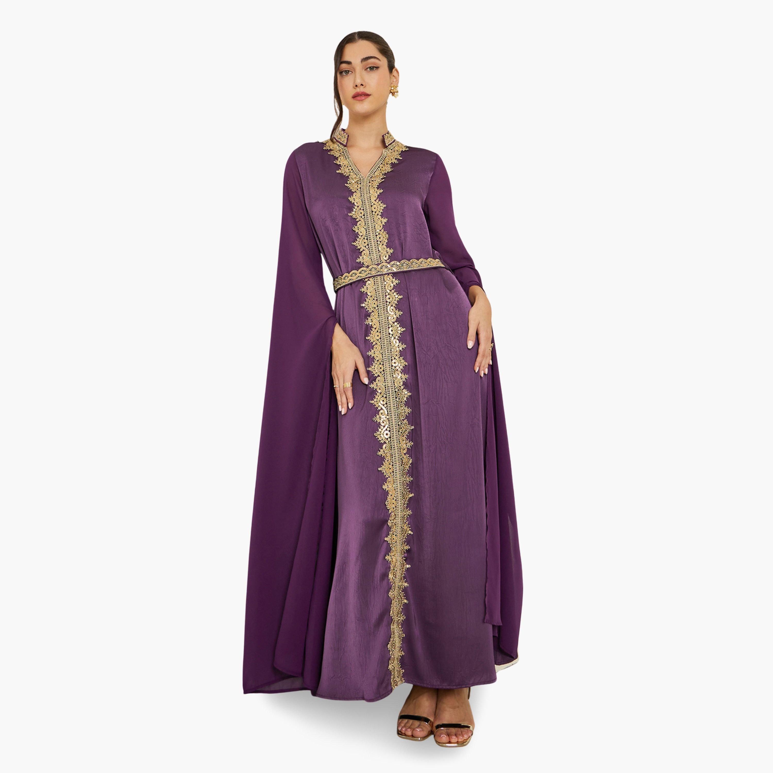 جلابية ساتان بنفسجية مطرزة-women-arabicclothing-jalabiyas-image-1