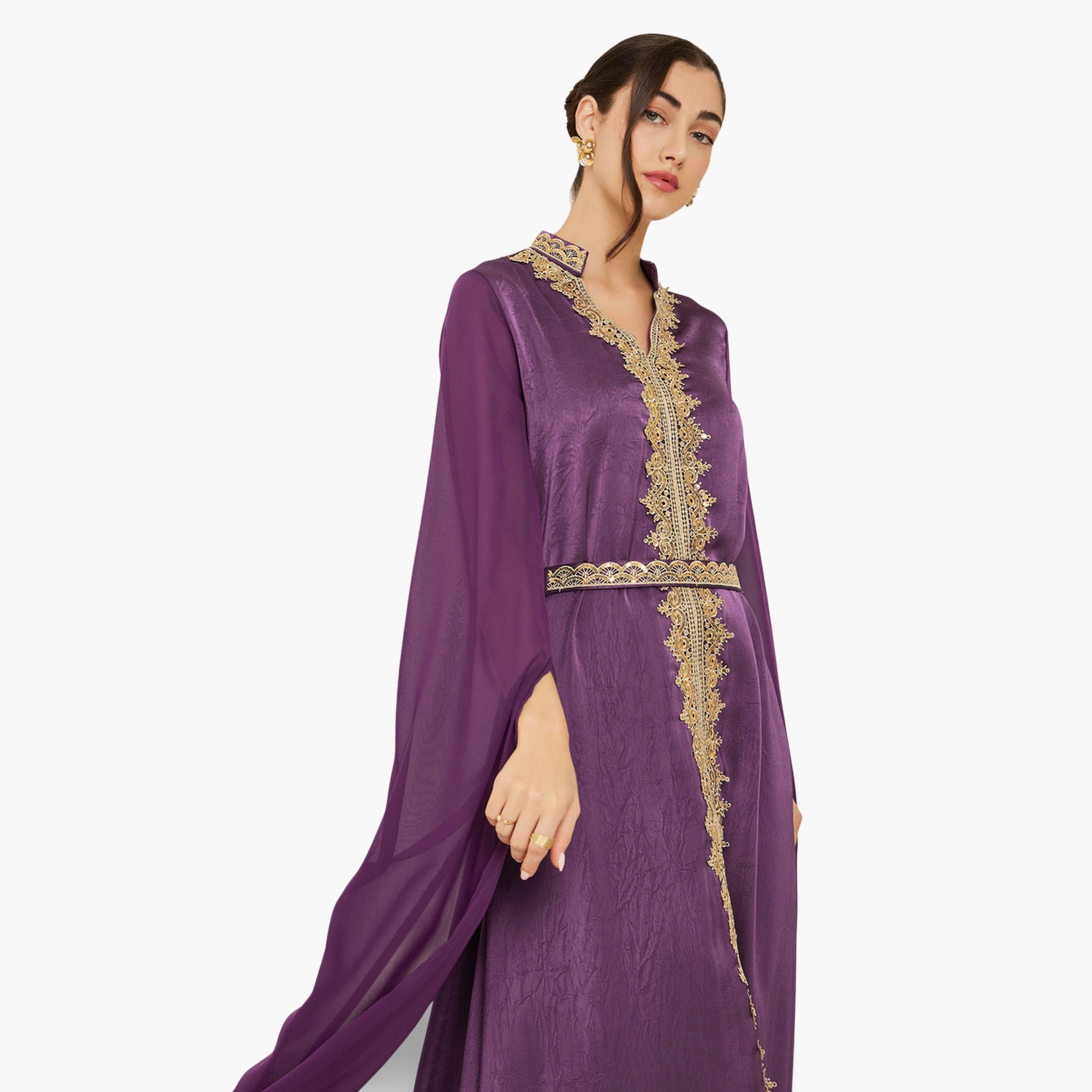 جلابية ساتان بنفسجية مطرزة-women-arabicclothing-jalabiyas-image-2