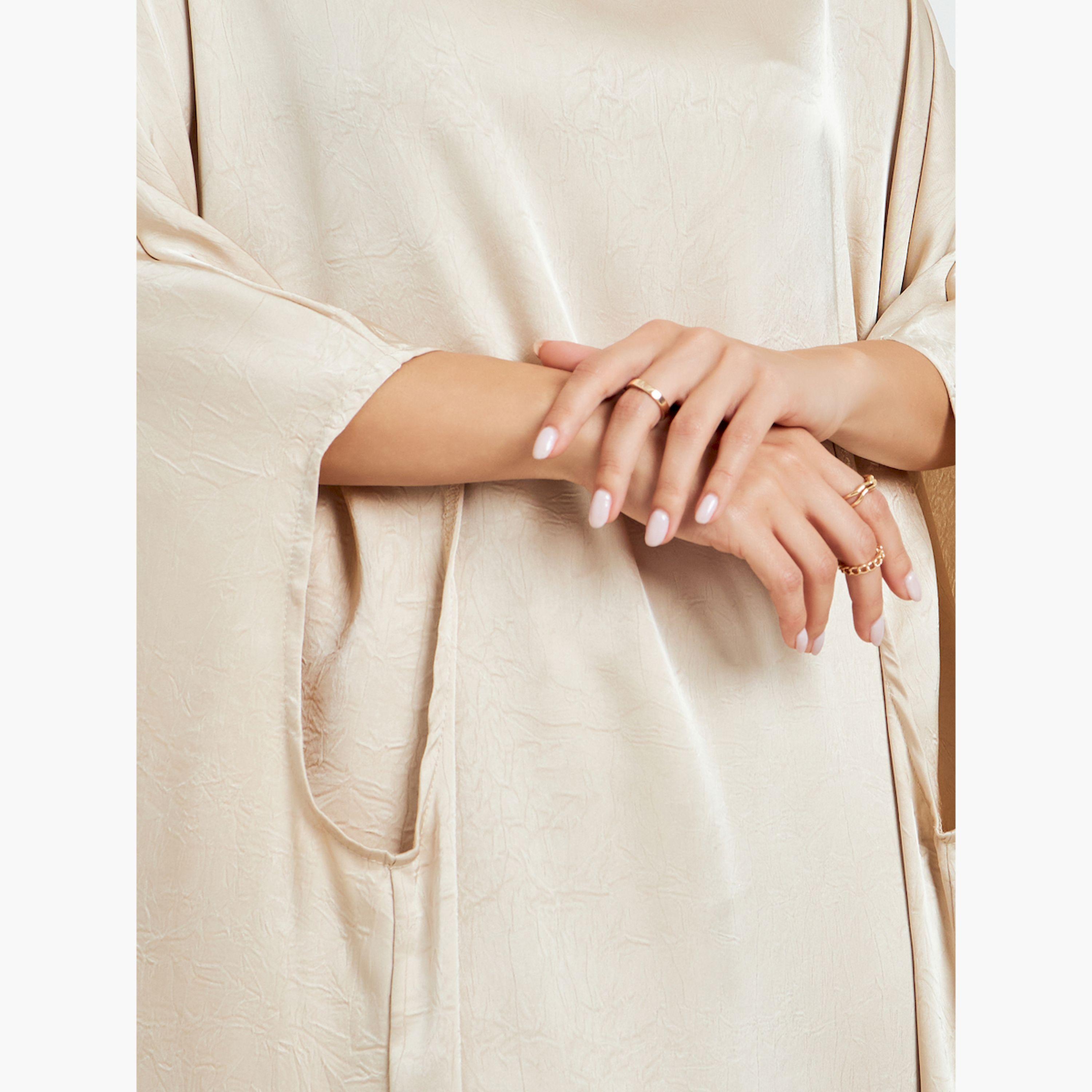 فستان قفطان ساتان بياقة منسدلة-women-arabicclothing-kaftan-image-5