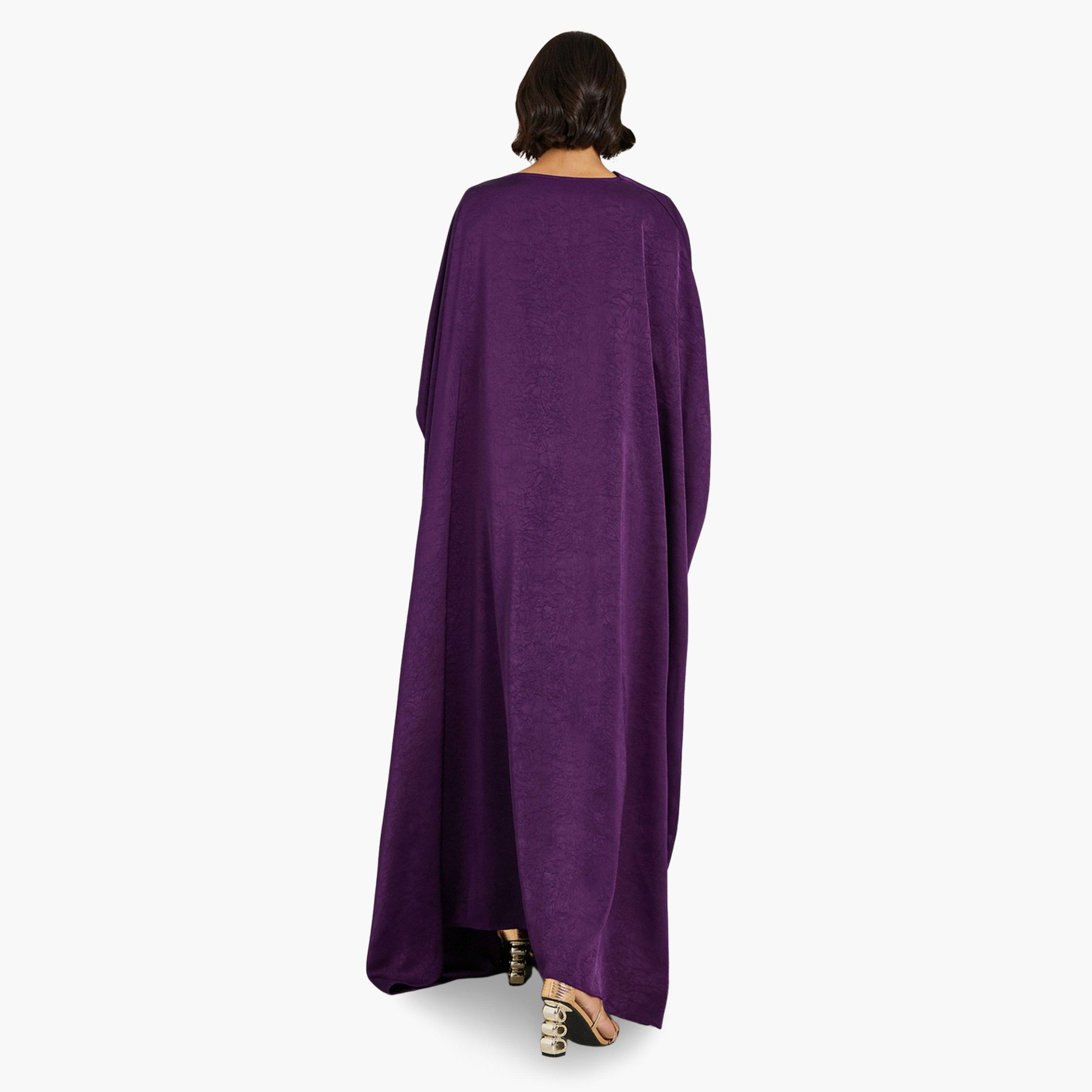 Styli Women Purple Satin Cowl Neck Kaftan-women-arabicclothing-kaftan-image-5