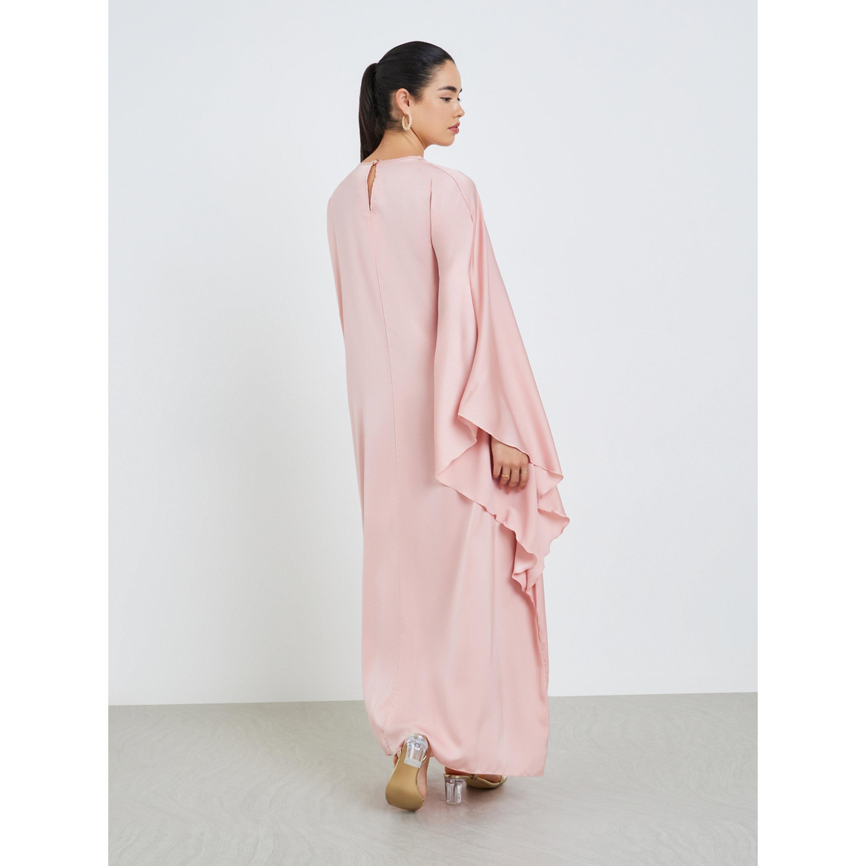 قفطان ساتان مزين لون وردي-women-arabicclothing-kaftan-image-5
