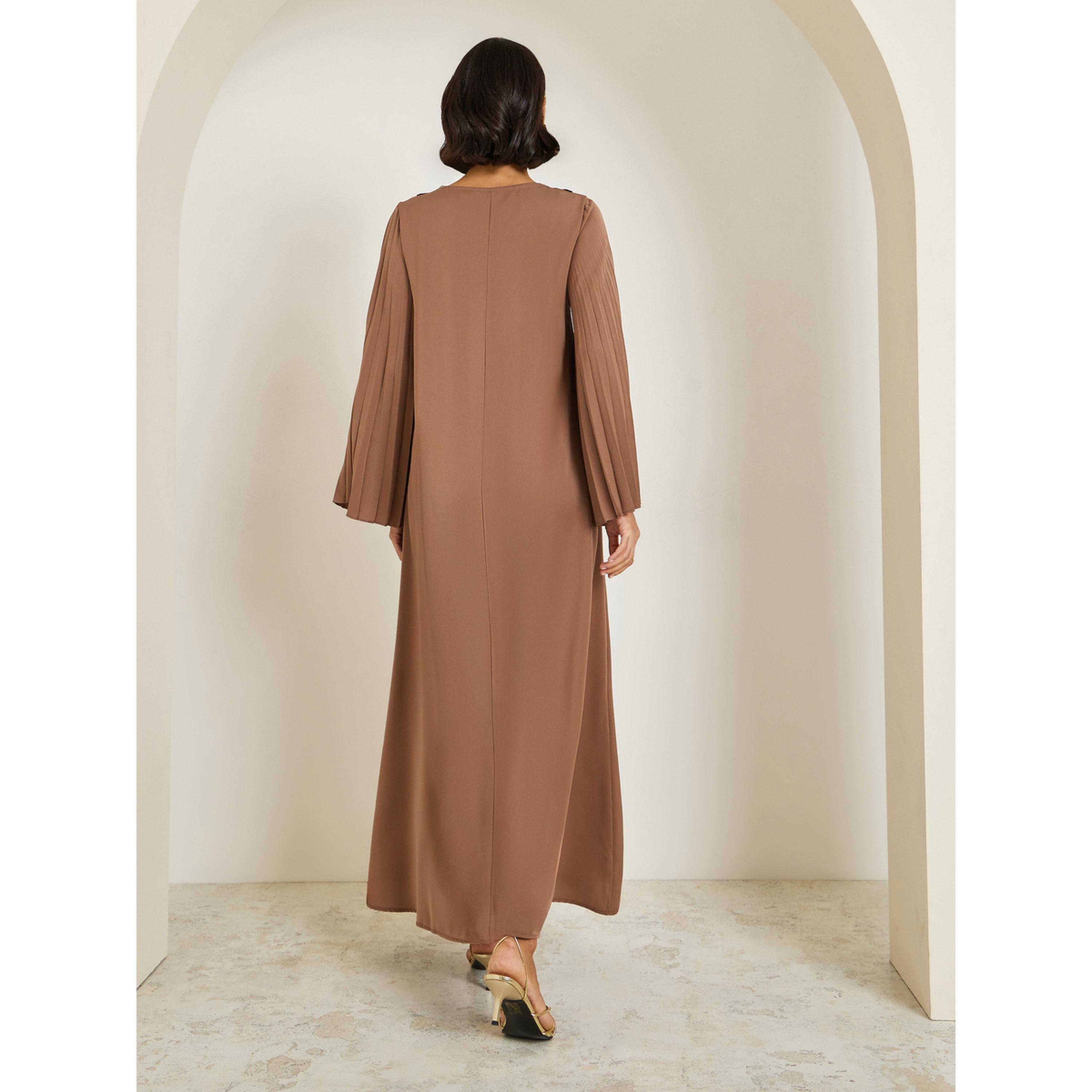 Styli Women Brown Embellished A-Line Jalabiya-women-arabicclothing-jalabiyas-image-5