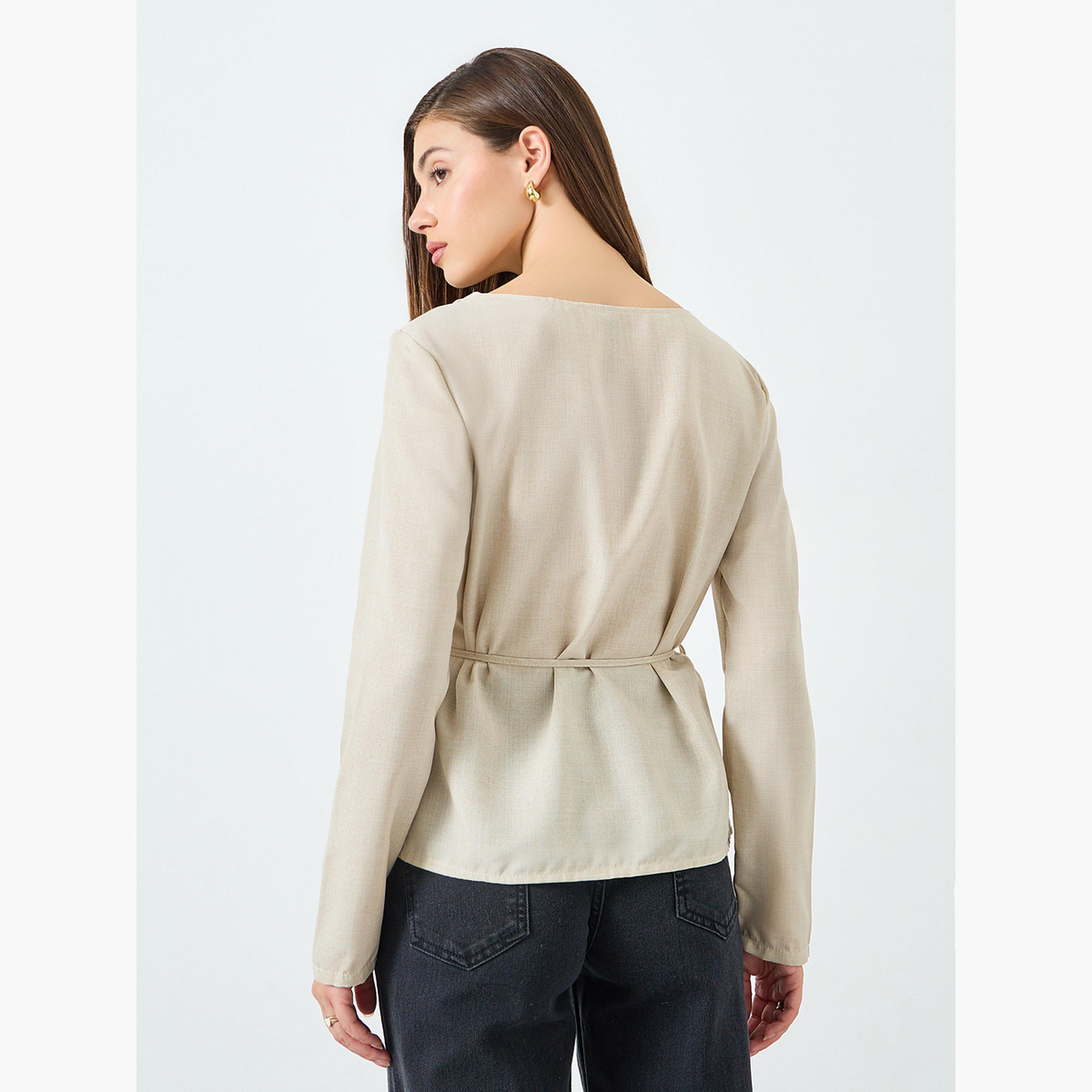 بلوزة بياقة منسدلة وأكمام طويلة-women-clothing-shirtsandblouses-blouses-image-4