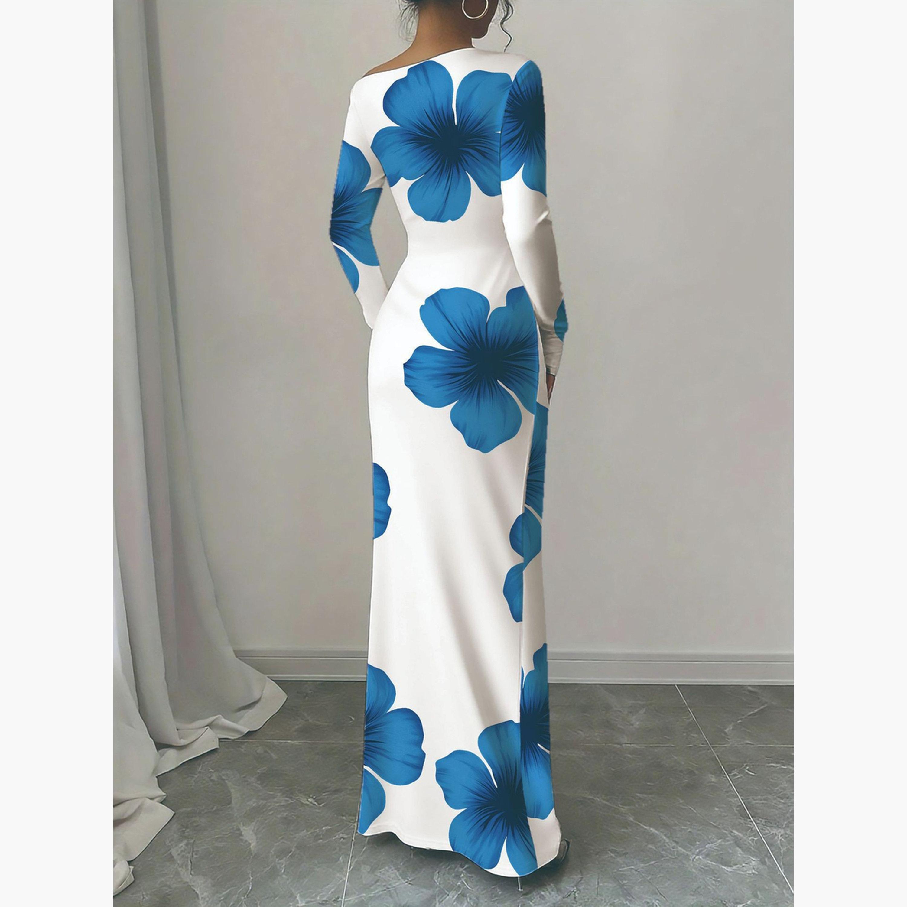 فستان طويل ضيق بطبعة زهور-women-clothing-dresses-image-4