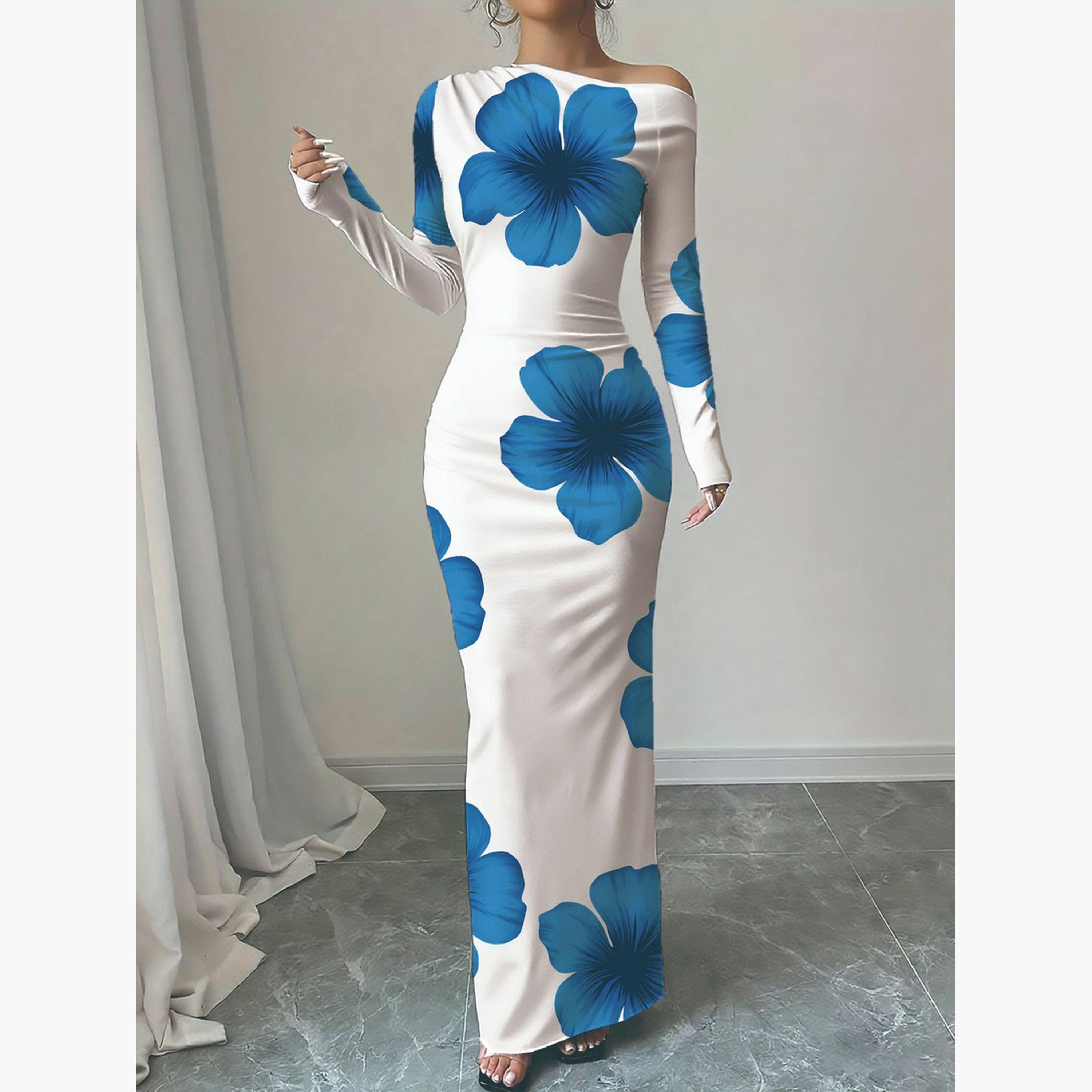 فستان طويل ضيق بطبعة زهور-women-clothing-dresses-image-5