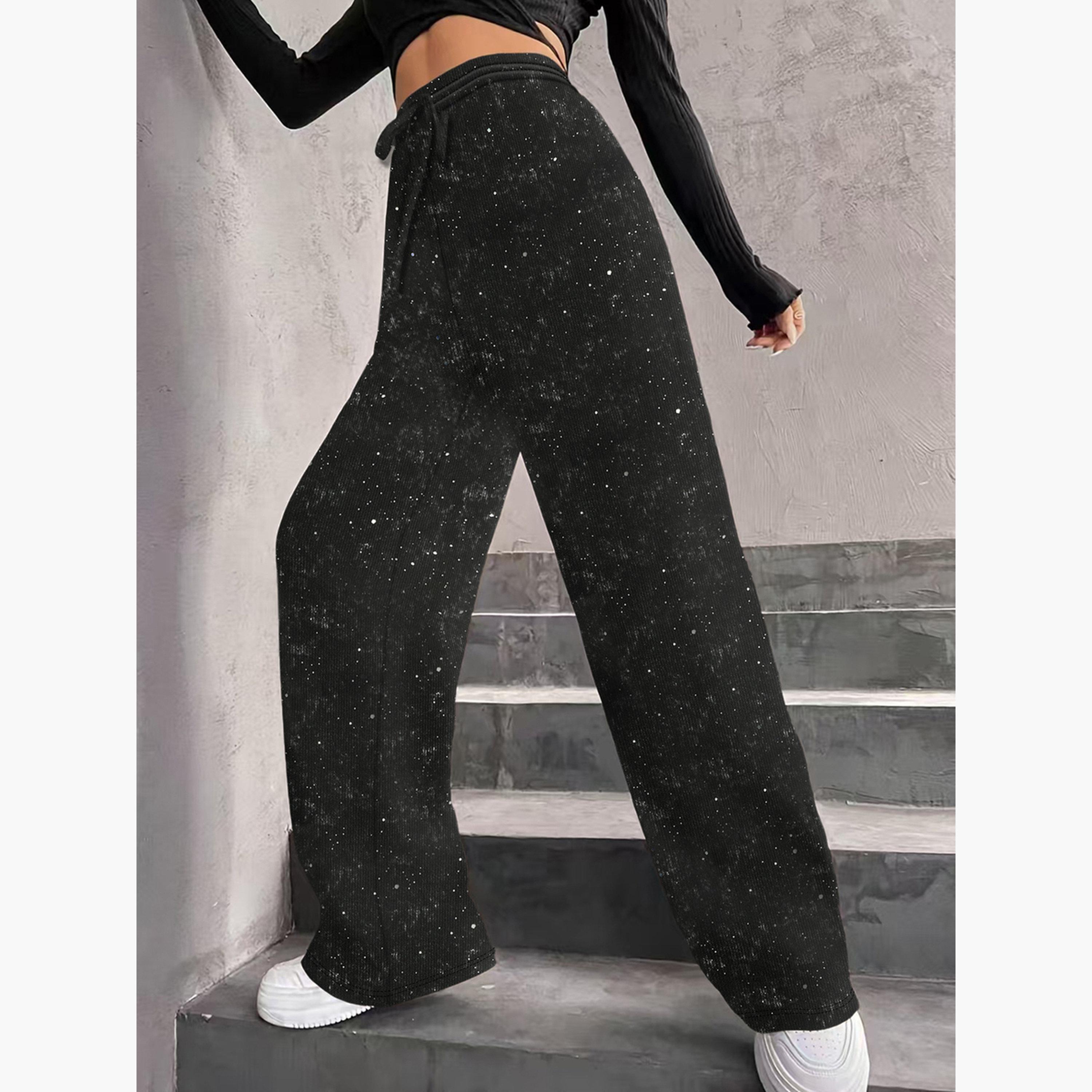 بنطال بأرجل واسعة وقماش بارز الملمس وخصر برباط-women-clothing-bottoms-joggers-image-2