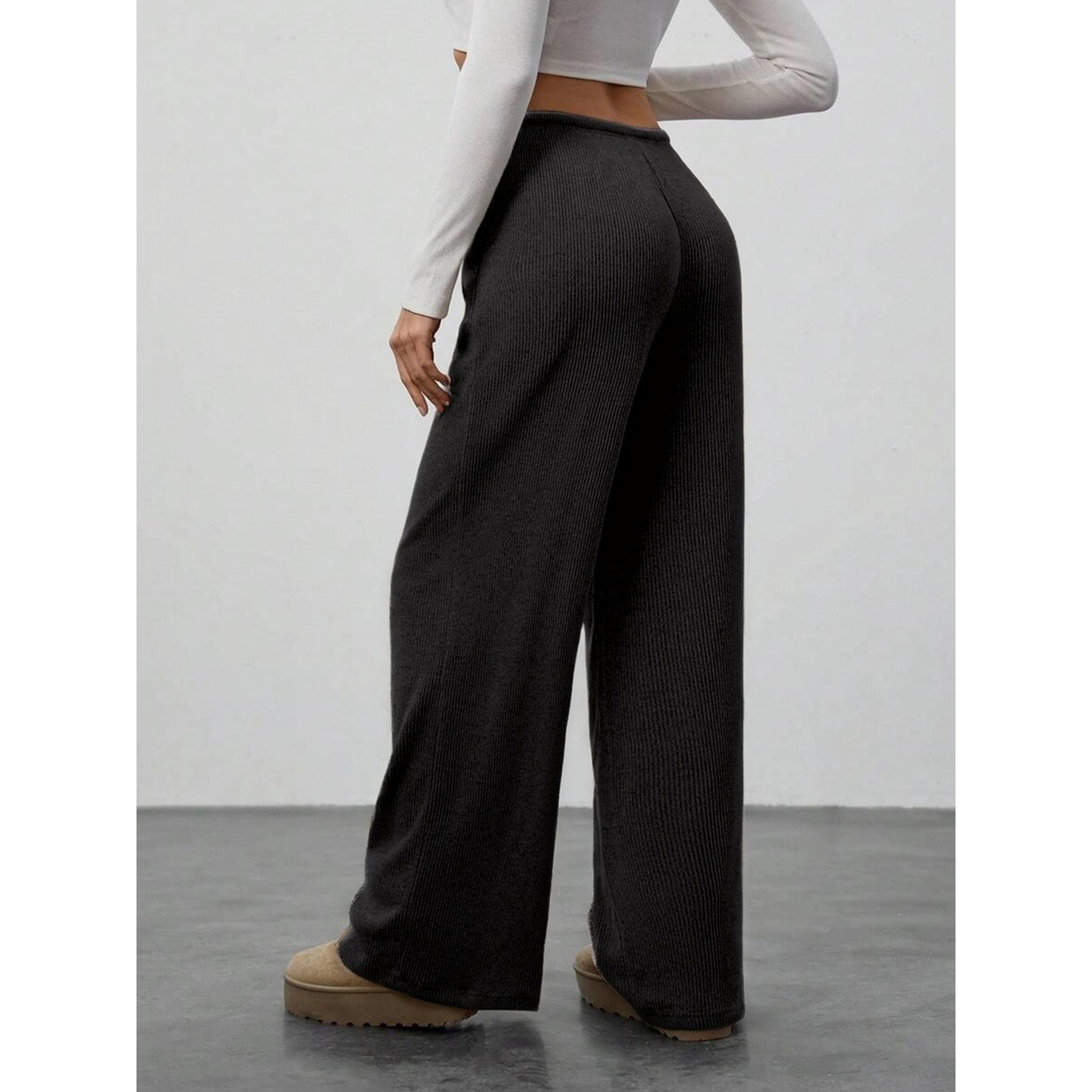 بنطال بأرجل واسعة وملمس بارز ورباط-women-clothing-bottoms-joggers-image-2