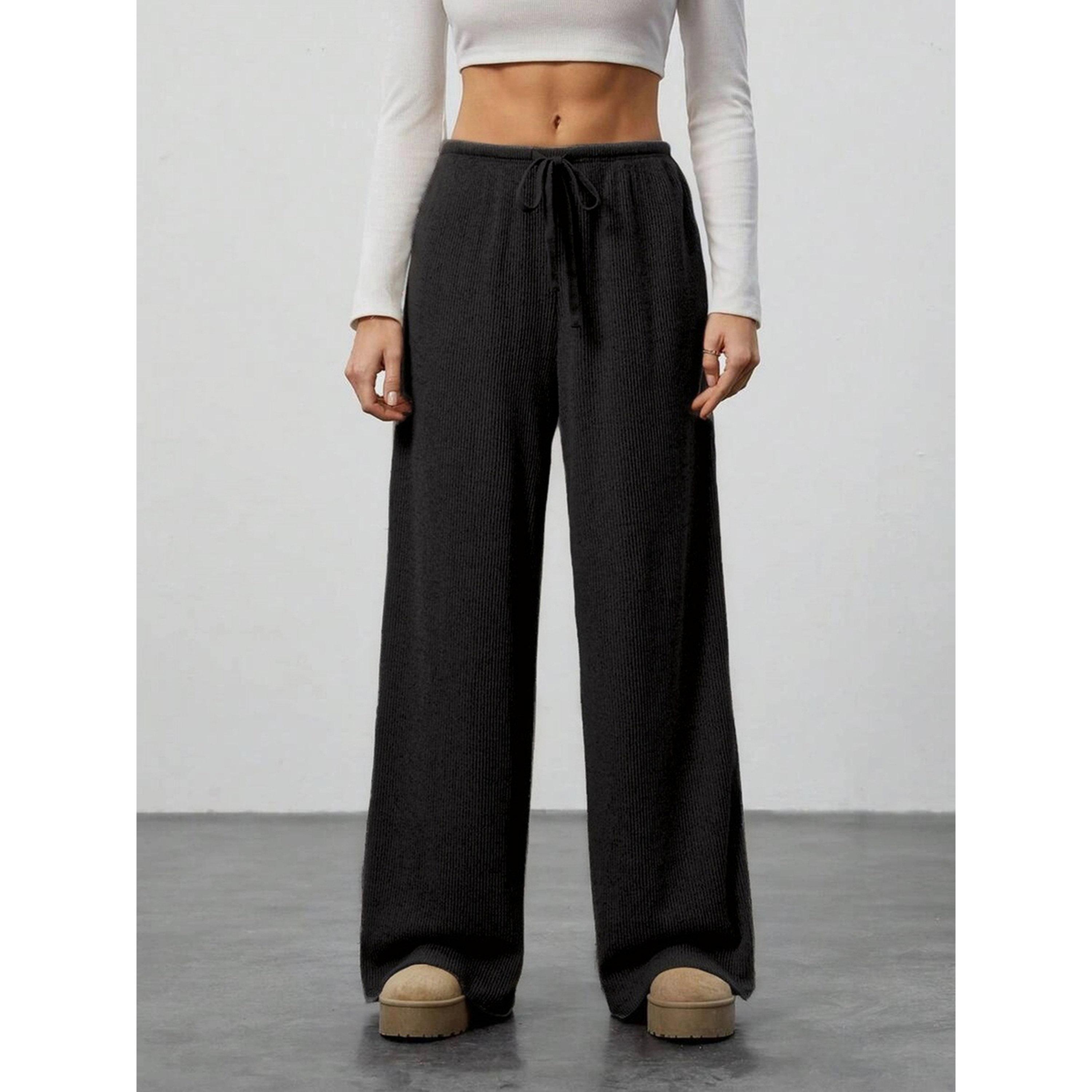 بنطال بأرجل واسعة وملمس بارز ورباط-women-clothing-bottoms-joggers-image-3