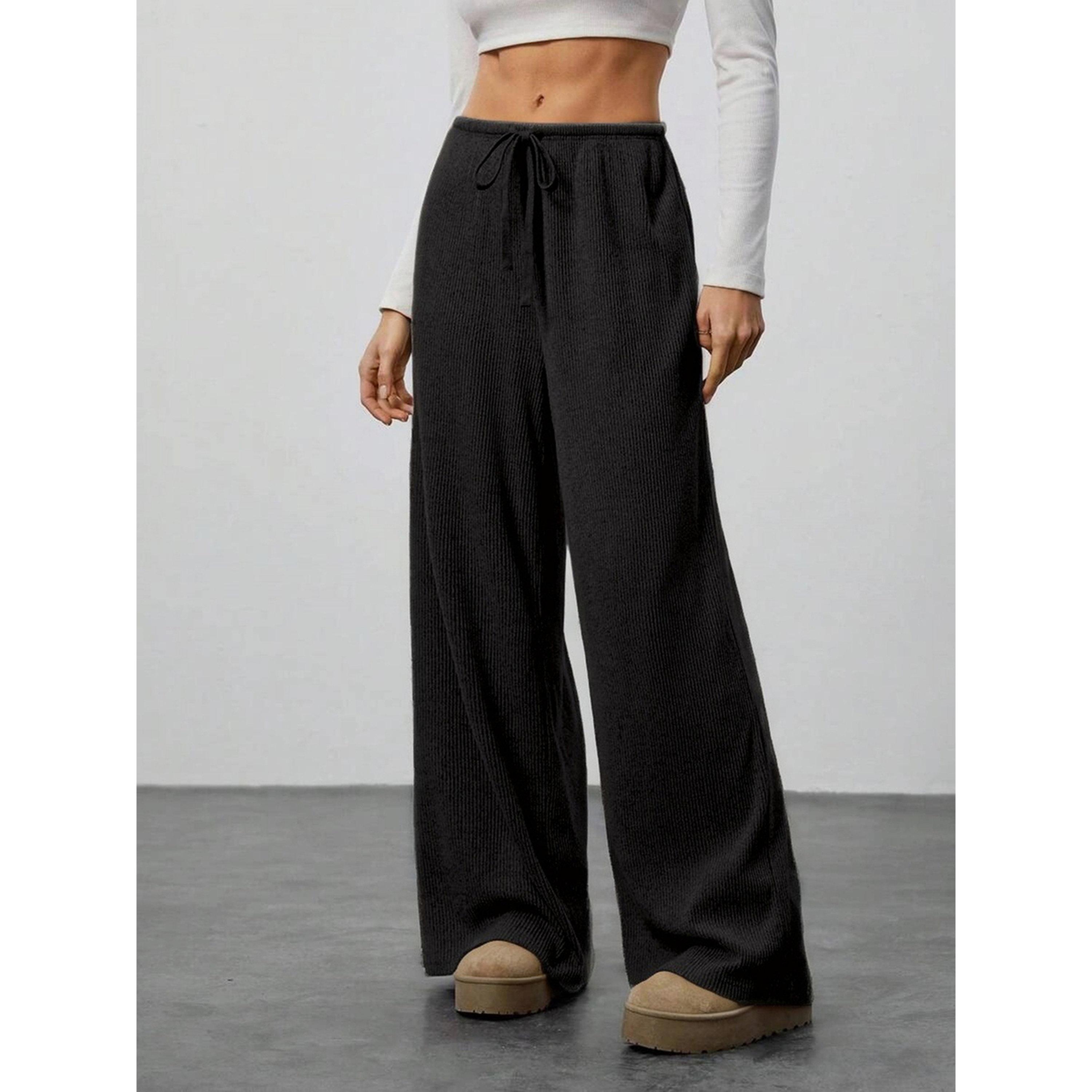 بنطال بأرجل واسعة وملمس بارز ورباط-women-clothing-bottoms-joggers-image-4