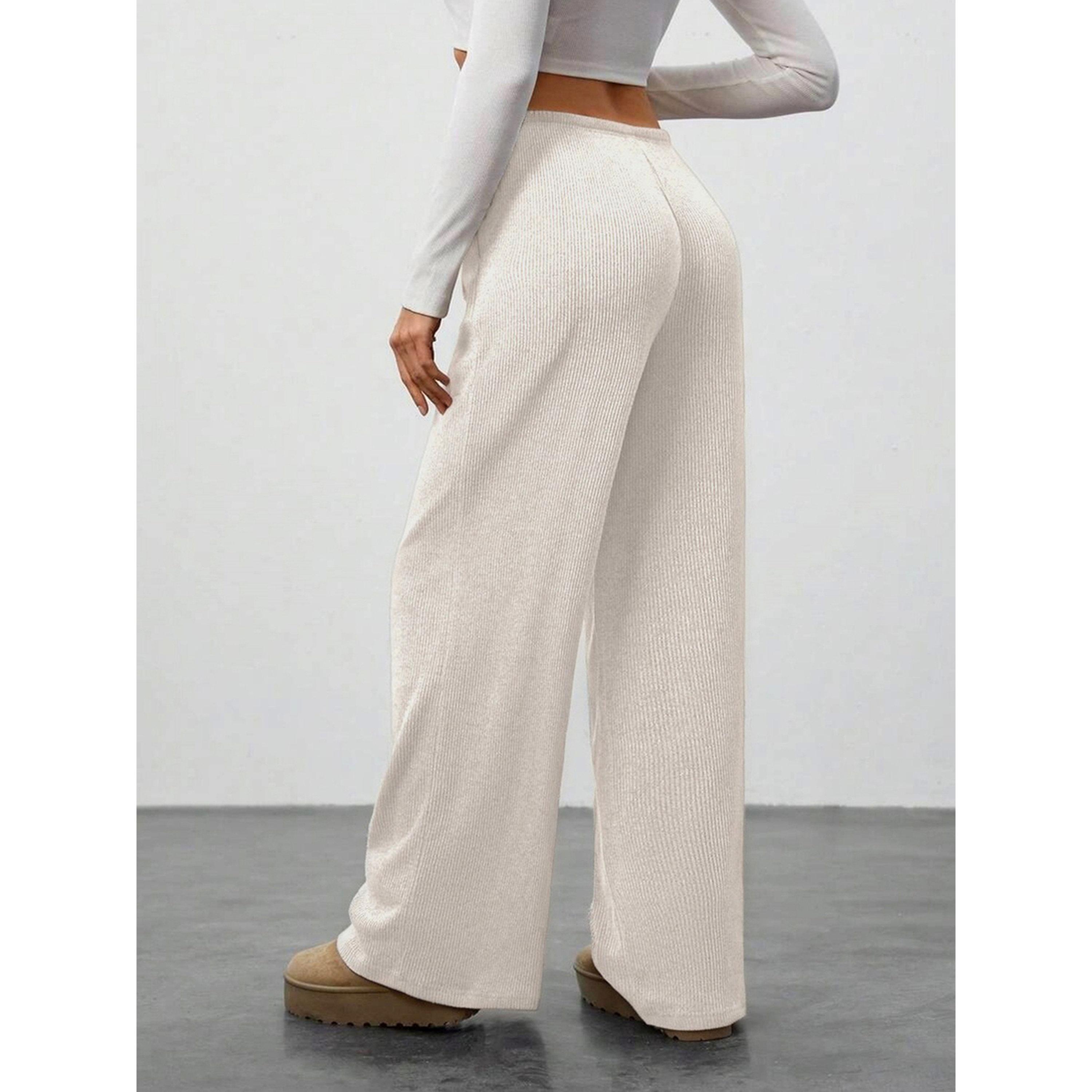 Take Two Beige Wide Leg Textured Pants with Drawstring-women-clothing-bottoms-joggers-image-2