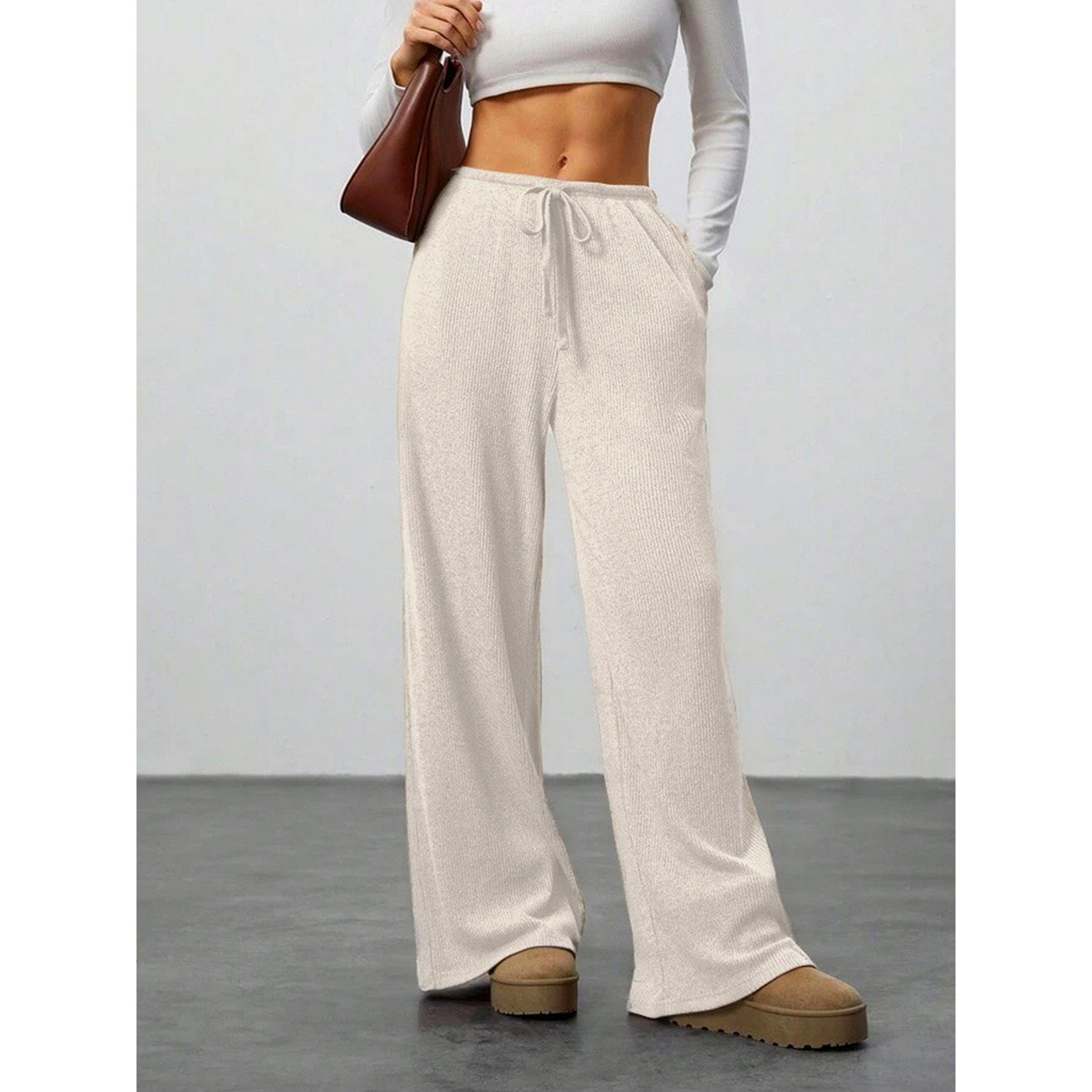 بنطال بأرجل واسعة وملمس بارز ورباط-women-clothing-bottoms-joggers-image-3