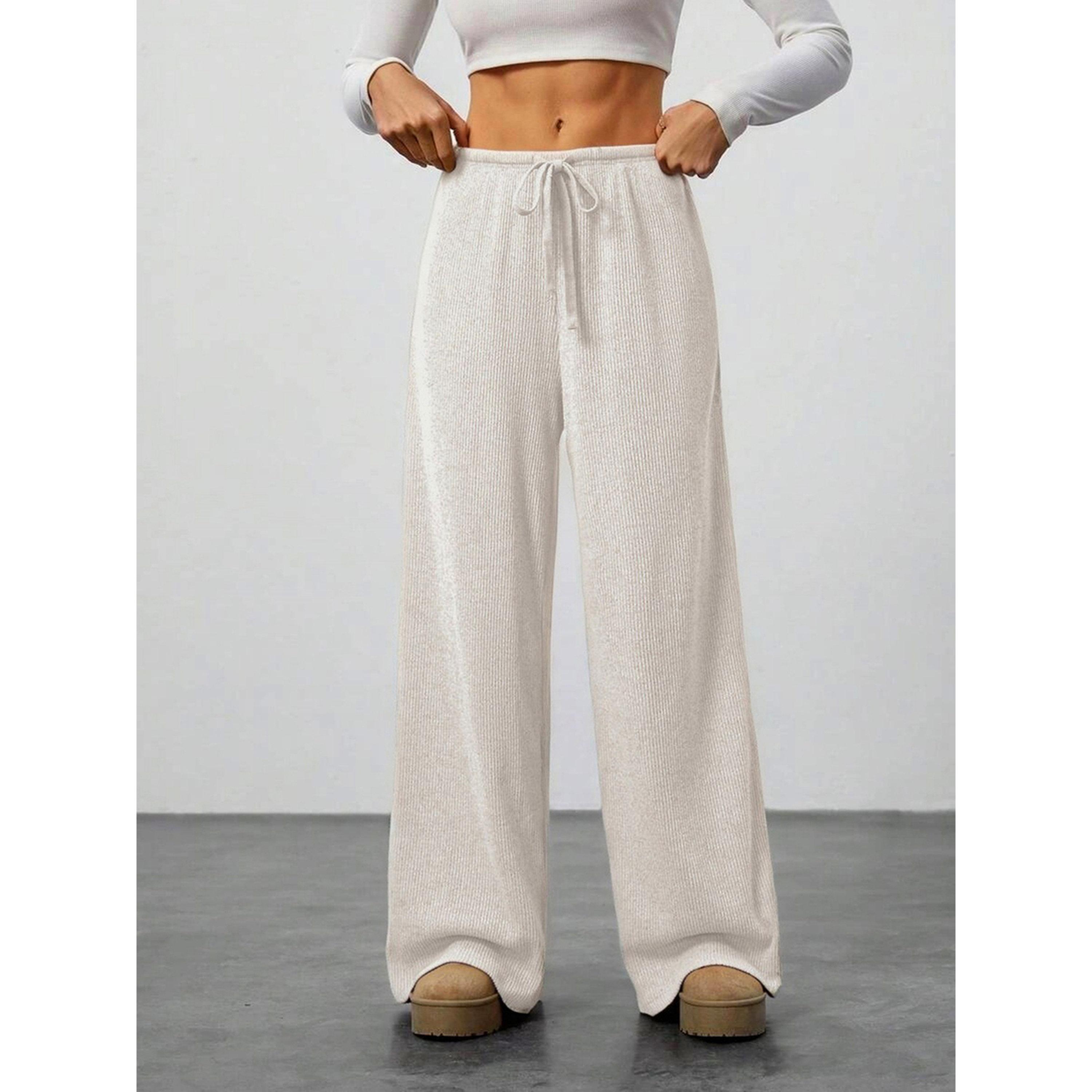 Take Two Beige Wide Leg Textured Pants with Drawstring-women-clothing-bottoms-joggers-image-5