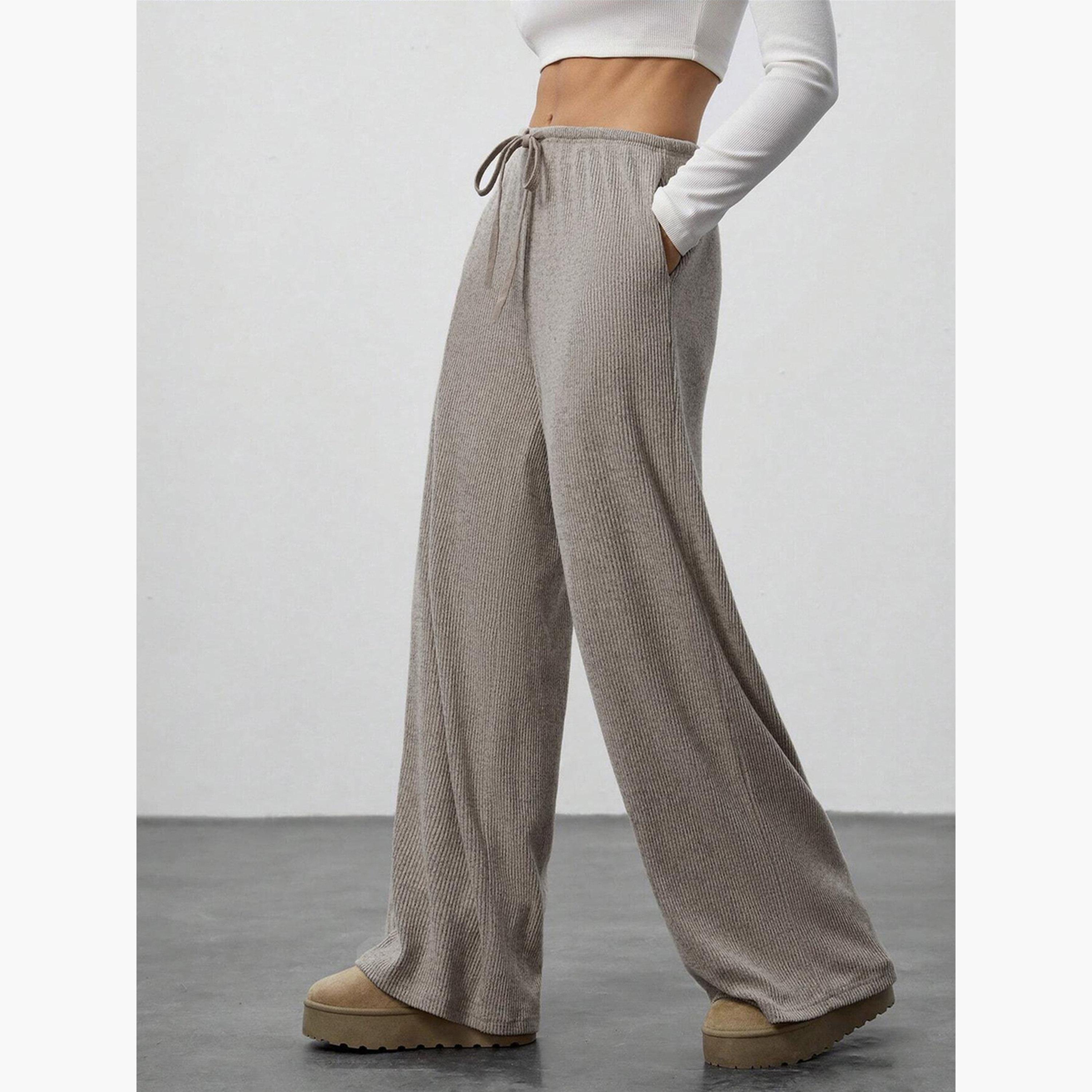 بنطال بأرجل واسعة برباط-women-clothing-bottoms-joggers-image-2