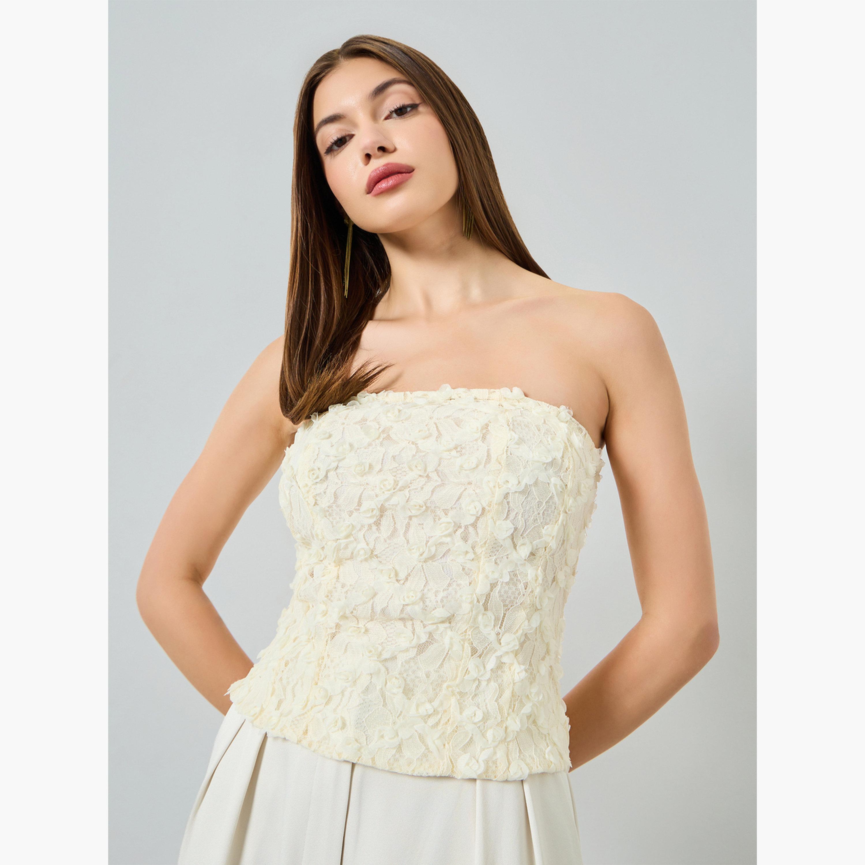 Styli Cream Floral Applique Corset Top-women-clothing-shirtsandblouses-blouses-image-1