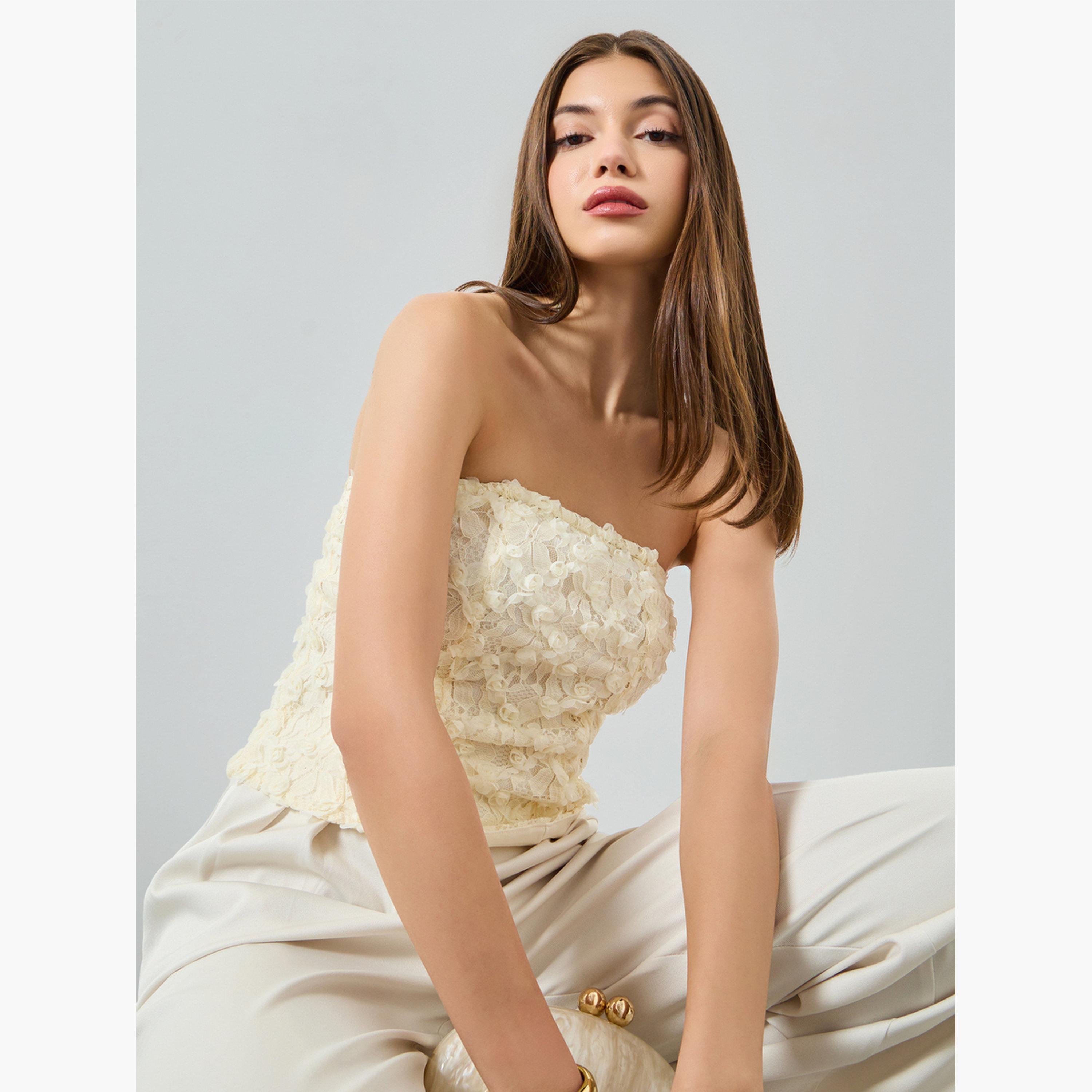 Styli Cream Floral Applique Corset Top-women-clothing-shirtsandblouses-blouses-image-3