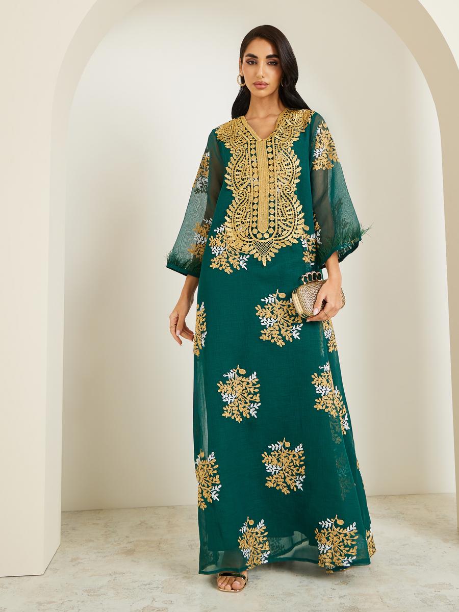 Styli Women Embellished Lace Trim Jalabiya-women-arabicclothing-jalabiyas-image-1