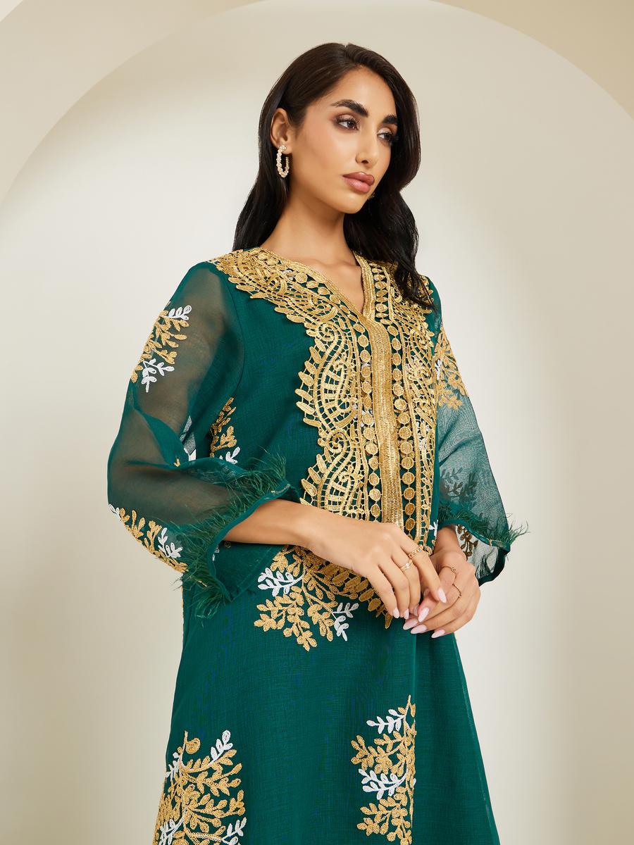Styli Women Embellished Lace Trim Jalabiya-women-arabicclothing-jalabiyas-image-2