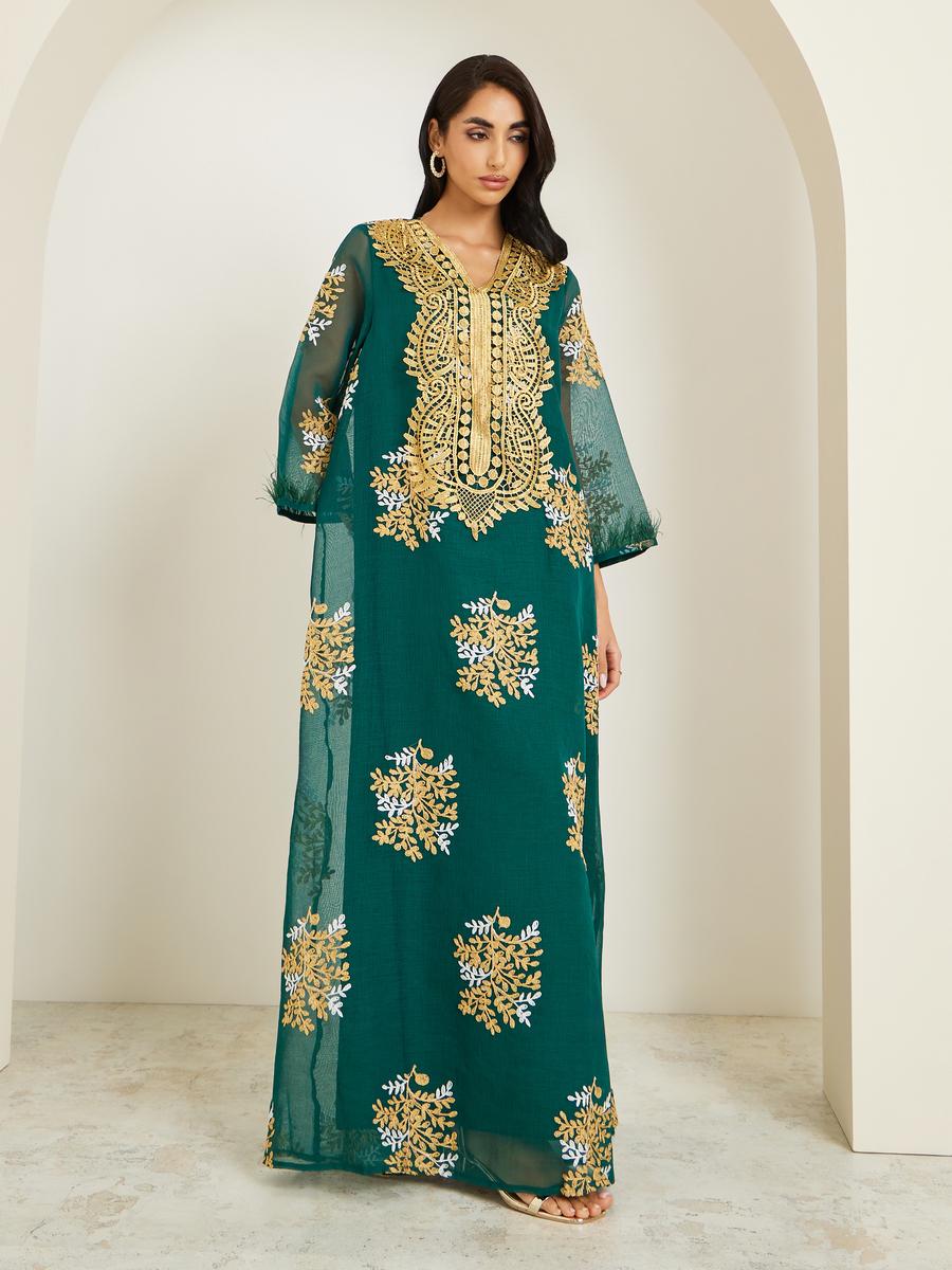 جلابية مزينة وتفاصيل دانتيل-women-arabicclothing-jalabiyas-image-3