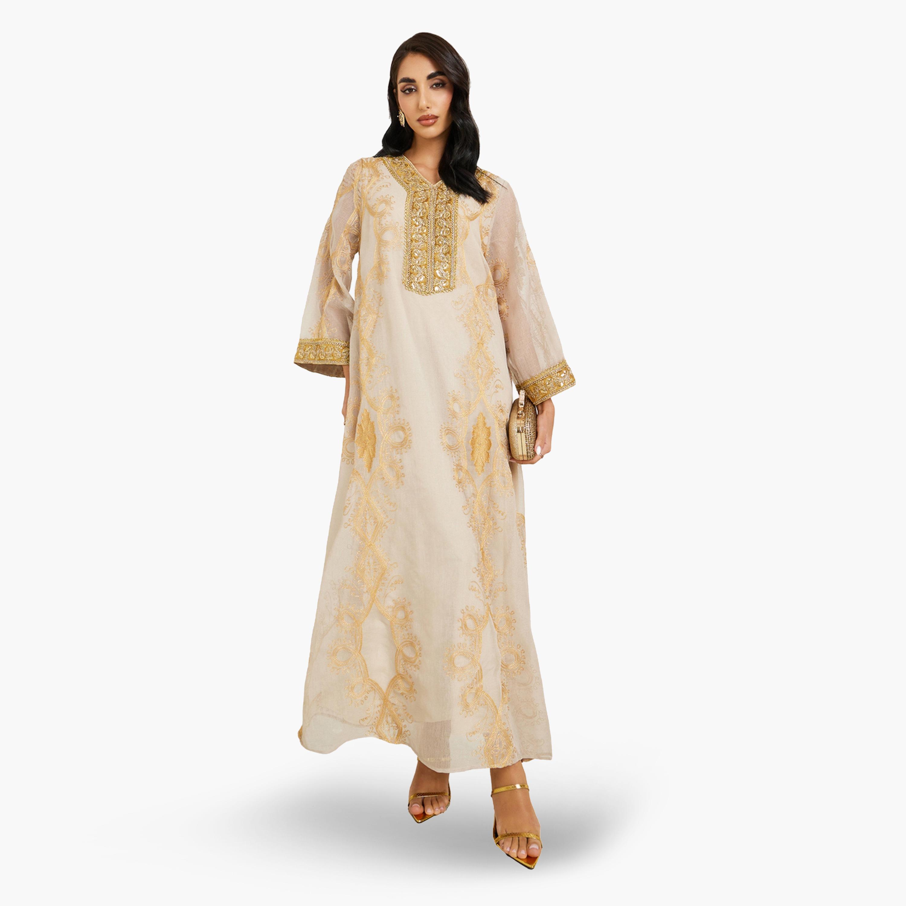 Styli Women Embellished Lace Trim Jalabiya-women-arabicclothing-jalabiyas-image-1