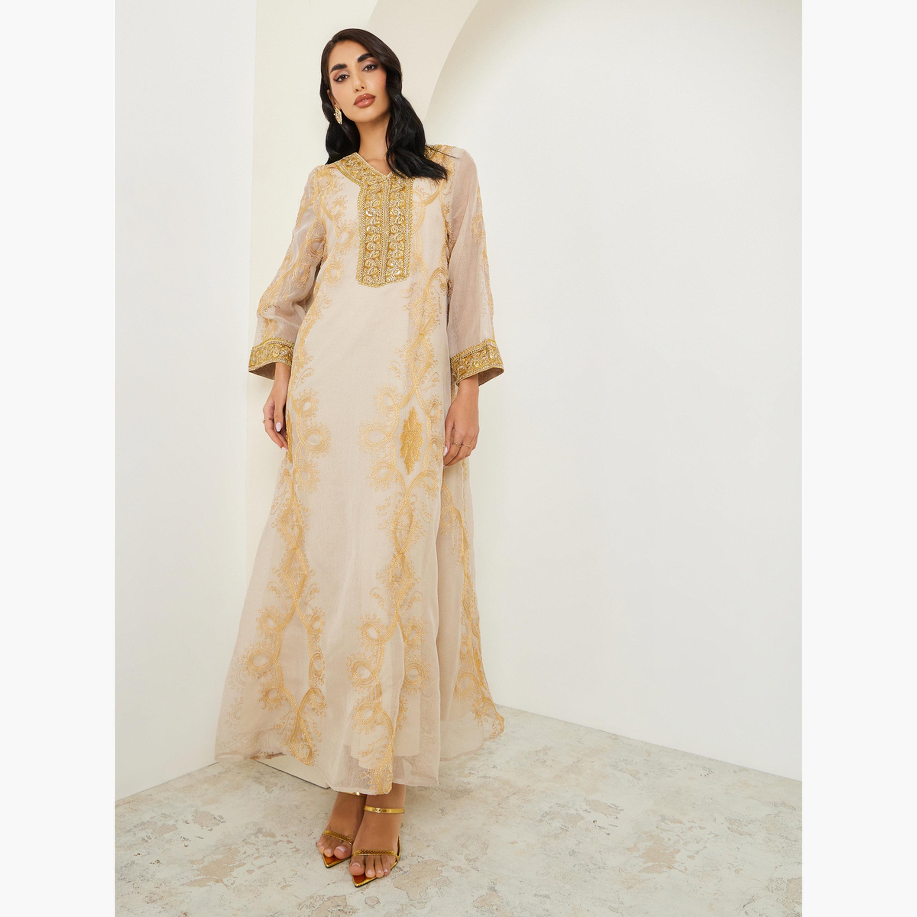 Styli Women Embellished Lace Trim Jalabiya-women-arabicclothing-jalabiyas-image-3